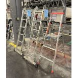 Lot Of (3) Aluminum Ladders. With (2) Multiple Purpose Ladders, (1) Little Giant 300# type 5' Flip-N