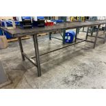 Lot Of (2) Steel Welded Perforated Top Tables, Approximate 36" x 120".