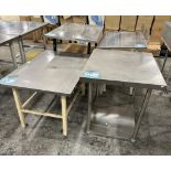 Lot Of (4) Stainless Steel Top Tables. (3) With steel frame.