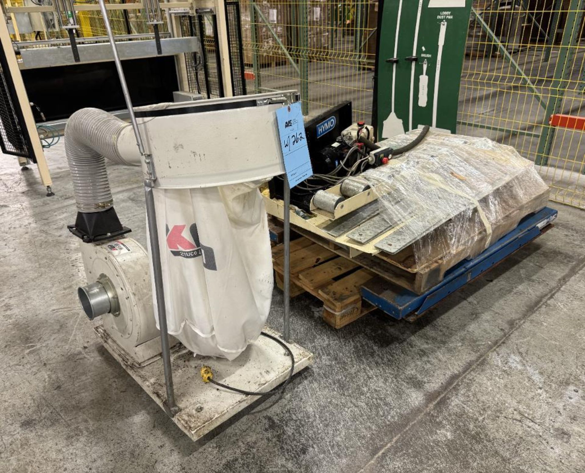 Lot Consisting Of: Hymo lift table with power pack, (1) Kufo UFO-101 dust collector.