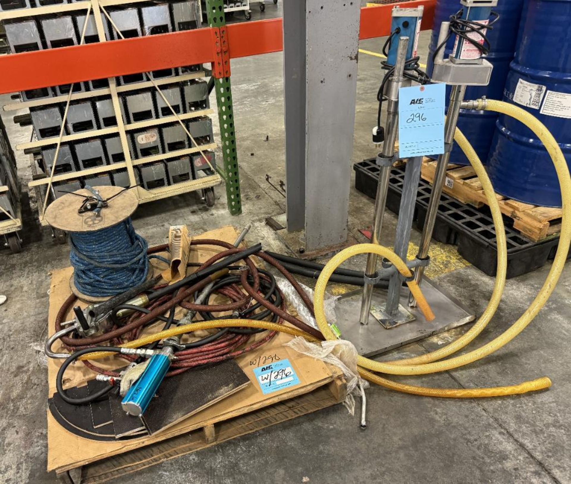 Lot Consisting Of: (4) Drum pumps, misc. hose and rope.