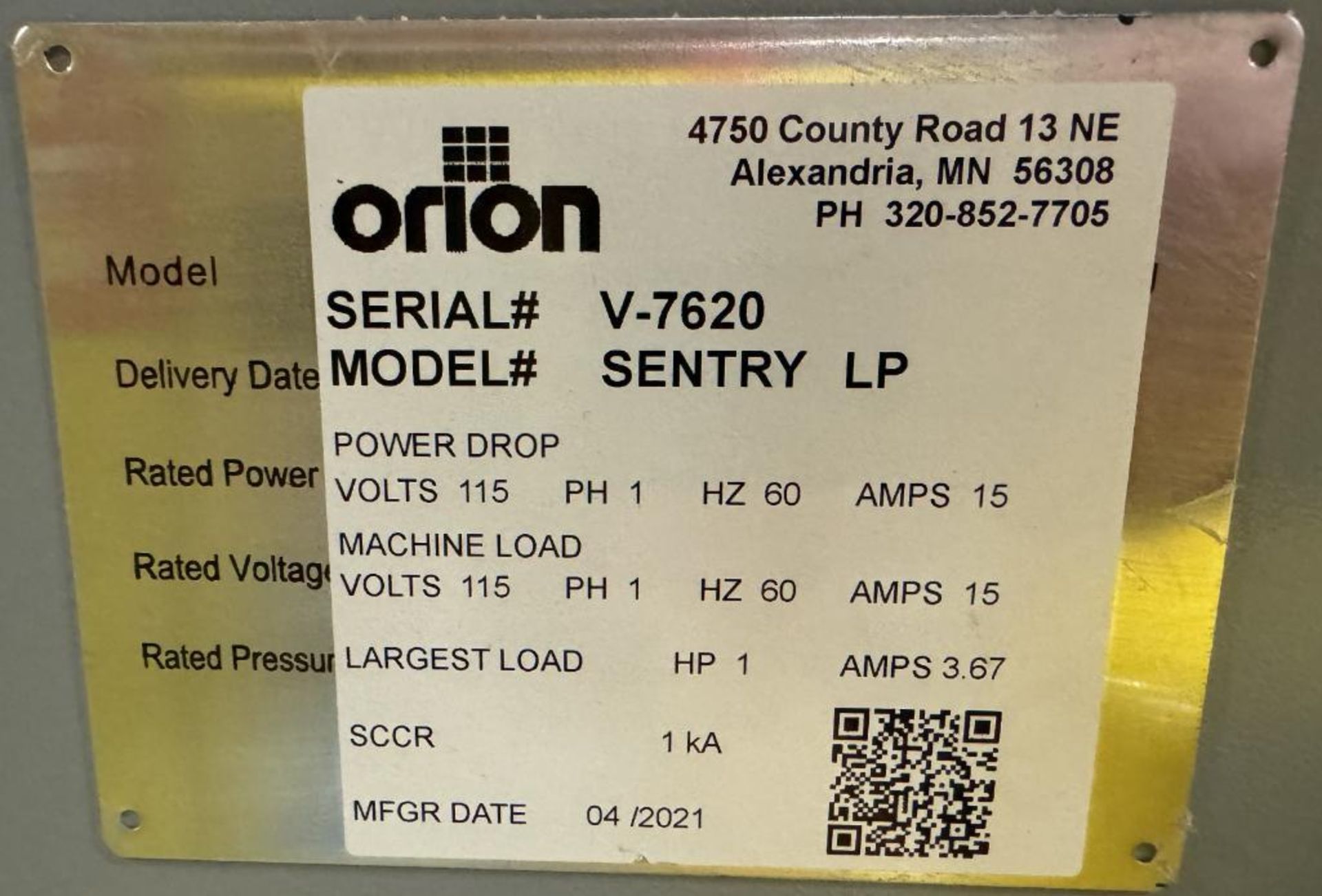 Orion Sentry LP Stretch Wrapper, Serial# V-7620, Built 2021. - Image 7 of 7