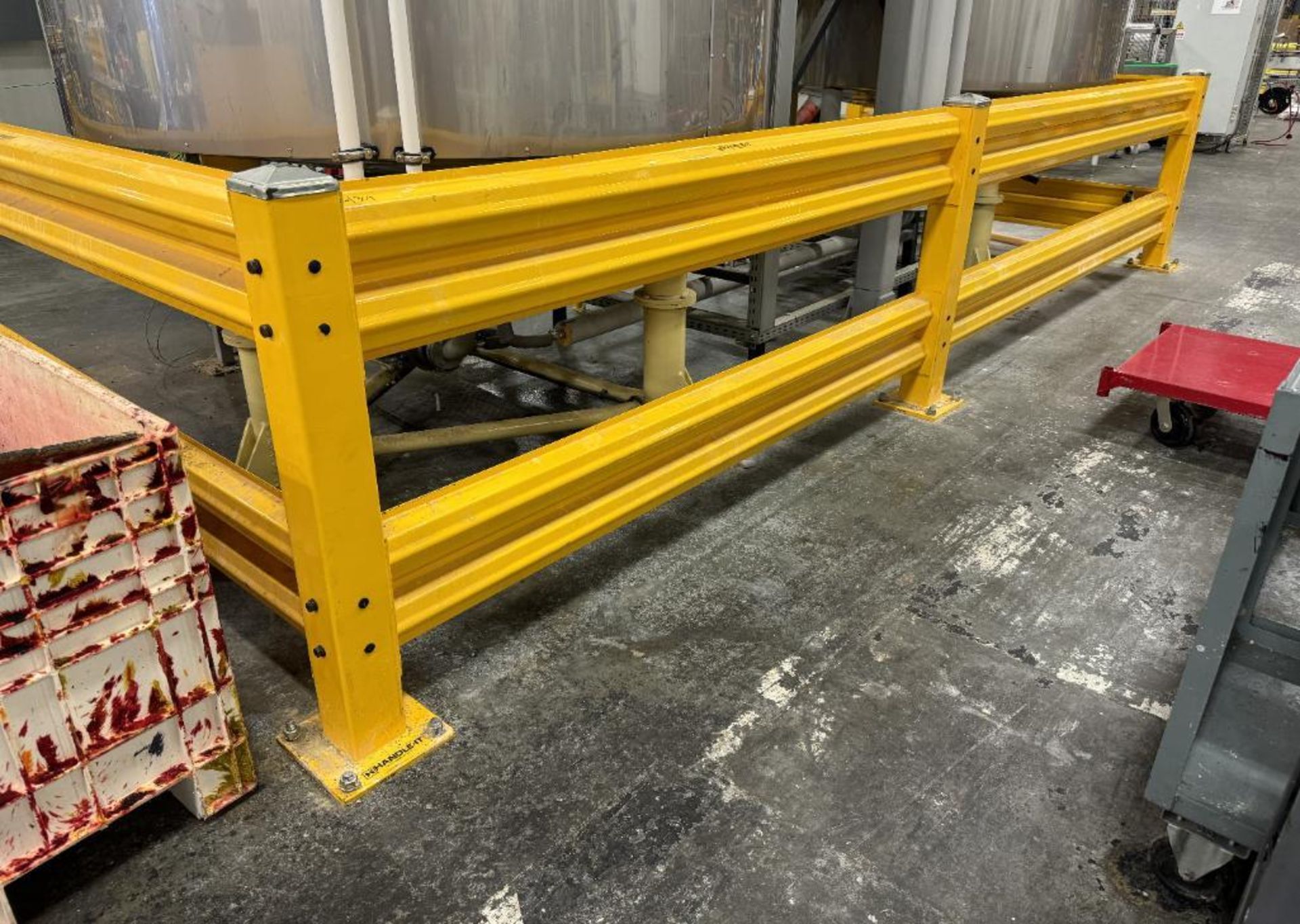 Types Of Railing For Racking Lot Of Misc. Installed Safety Posts & Railings Around Candle Lines ...