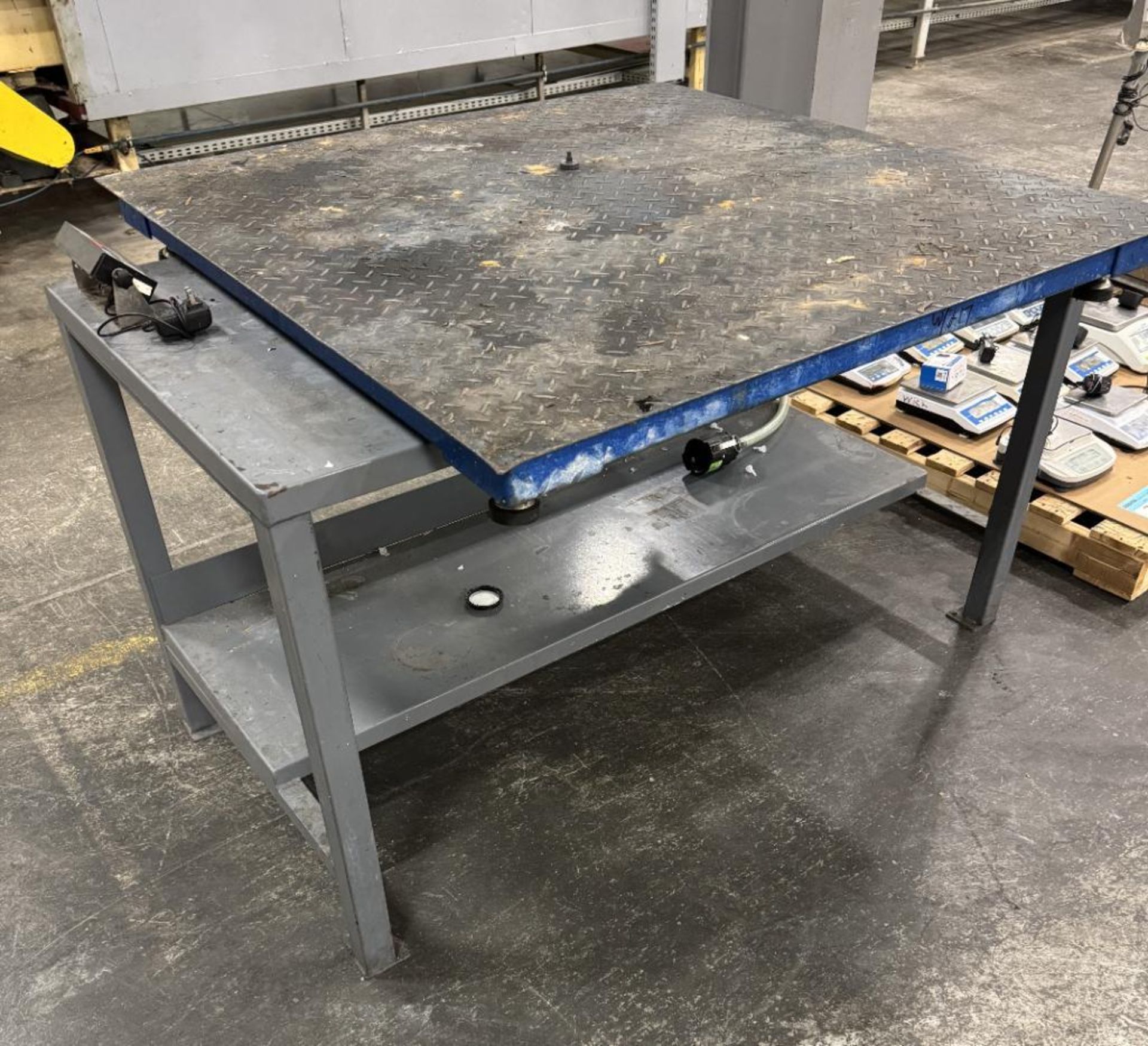Lot Consisting Of: (1) Prime Scale 48" x 48" Floor Scale with controller, (1) Uline steel work table - Image 2 of 5