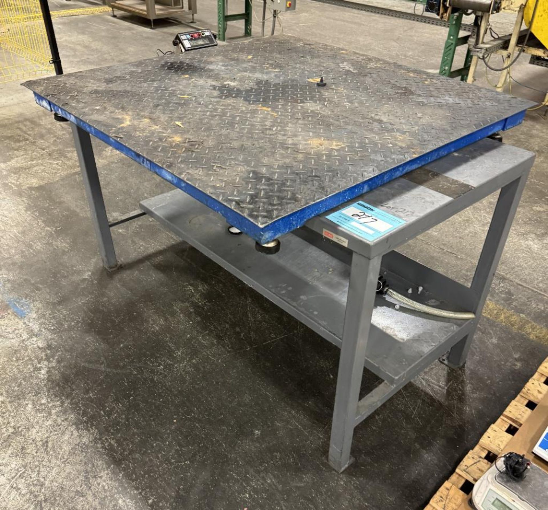 Lot Consisting Of: (1) Prime Scale 48" x 48" Floor Scale with controller, (1) Uline steel work table