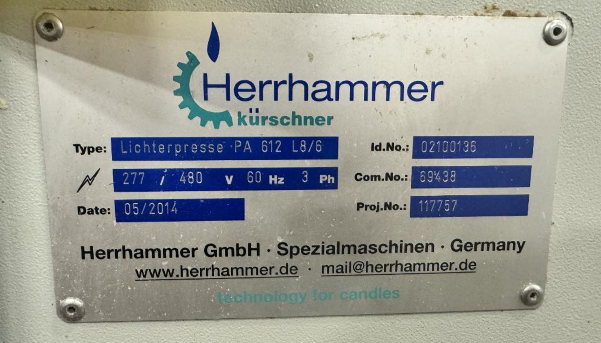 Herrhammer PA Series Core Press, Type Lichterpresse PA 612 L8/6, ID# 02100136, Built 2014. With plat - Image 16 of 19