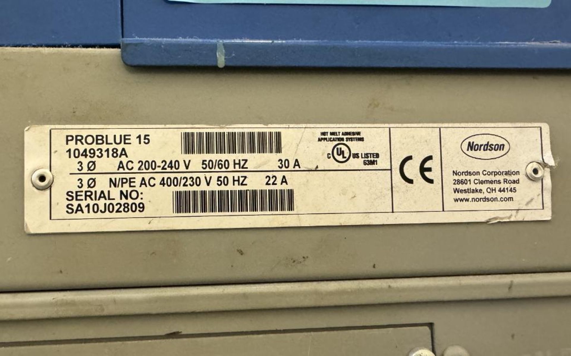 Nordson Problue 15 Glue Unit, Serial# SA10J02809. **FROM LOT#1- AVAILABLE FOR SALE IF LOT#1 NOT SOLD - Image 3 of 3