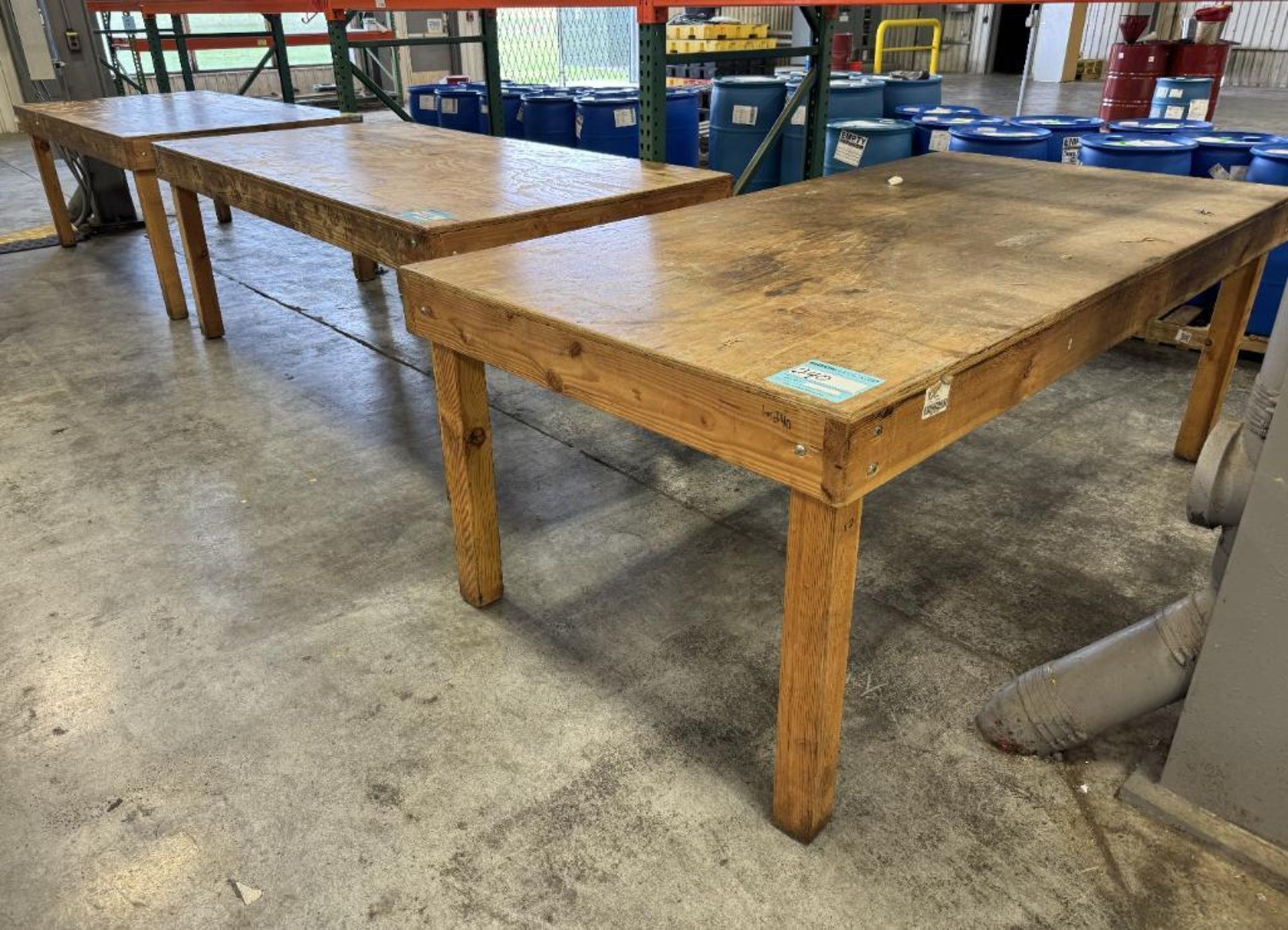 Lot Of (3) Wooden Tables, Approximate 48" x 96".