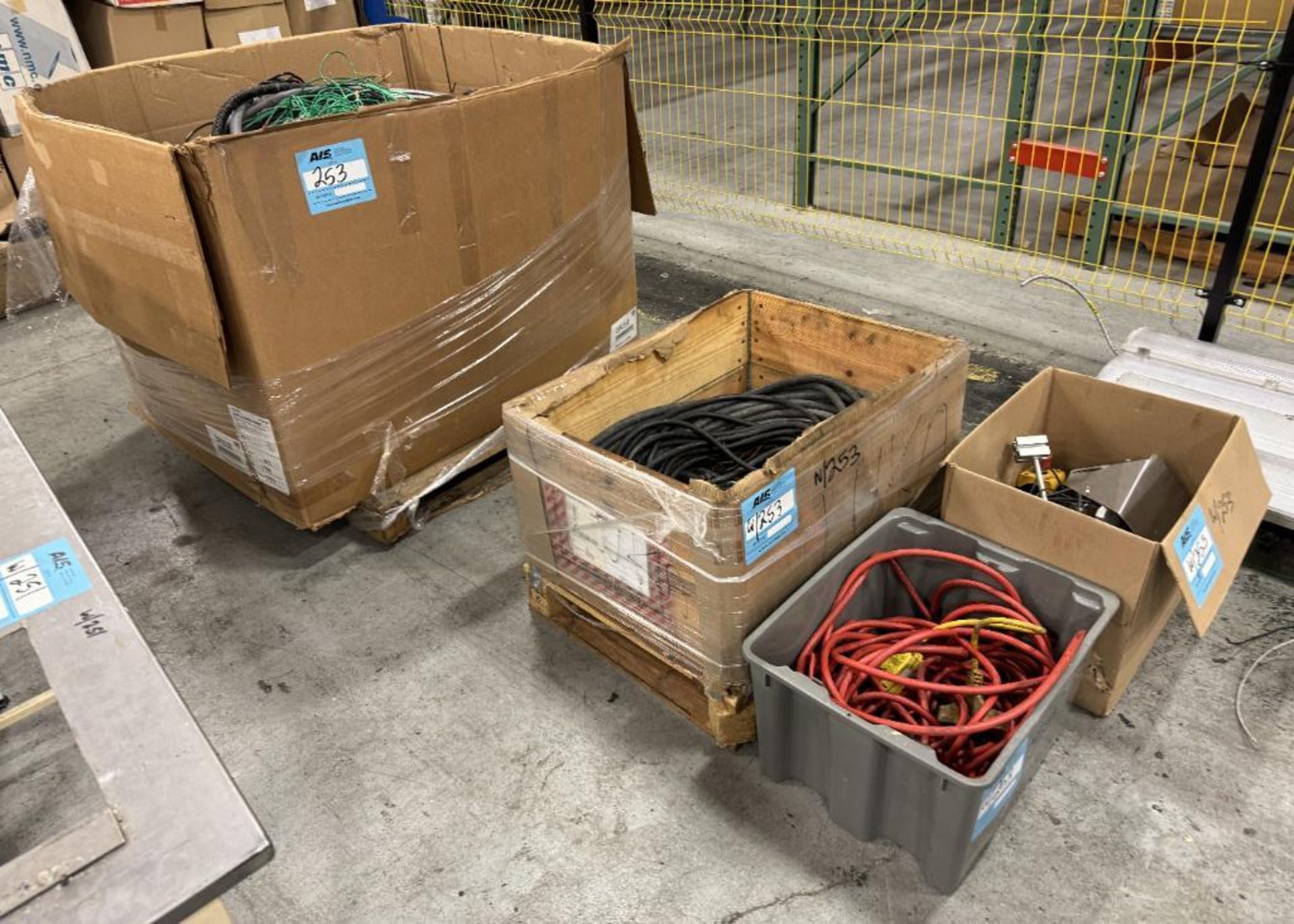 Lot Consisting Of: (1) Gaylord box of misc. wire, misc. extension cords, hardware, lights and (2) ho