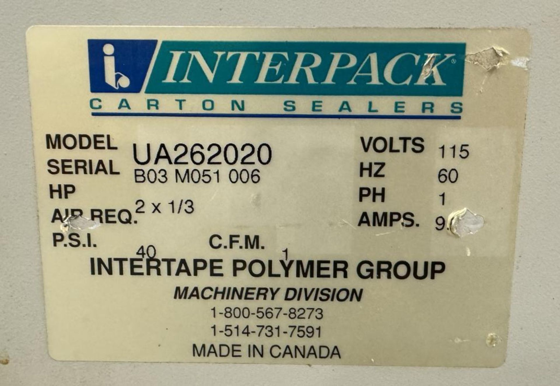 Interpack UA262020 Top & Bottom Case Taper, Serial# B03-M051-006. - Image 8 of 8