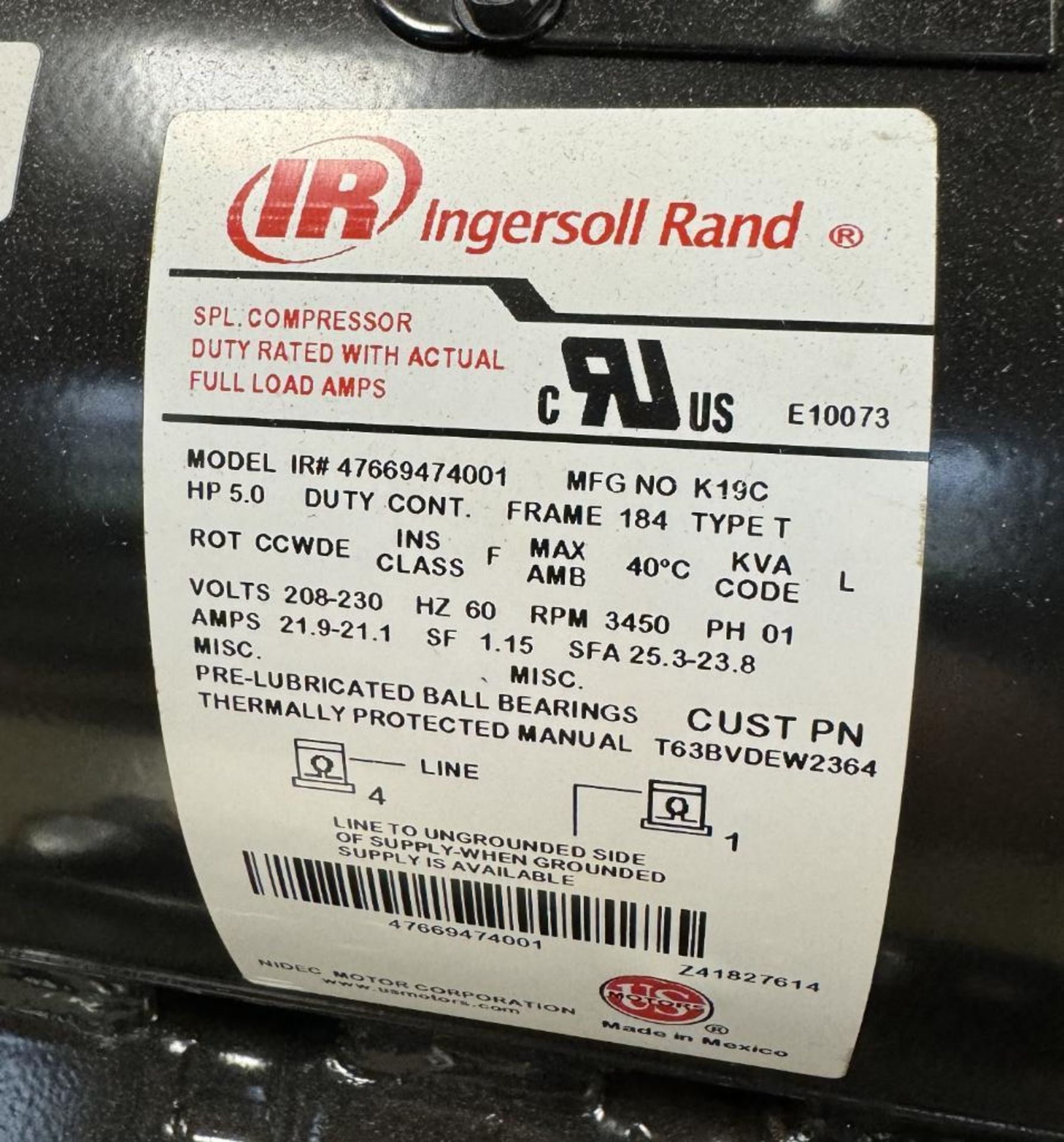 Ingersoll Rand Tank Mounted Compressor, Model 2340L5-V, Serial# CBV667531. - Image 6 of 8