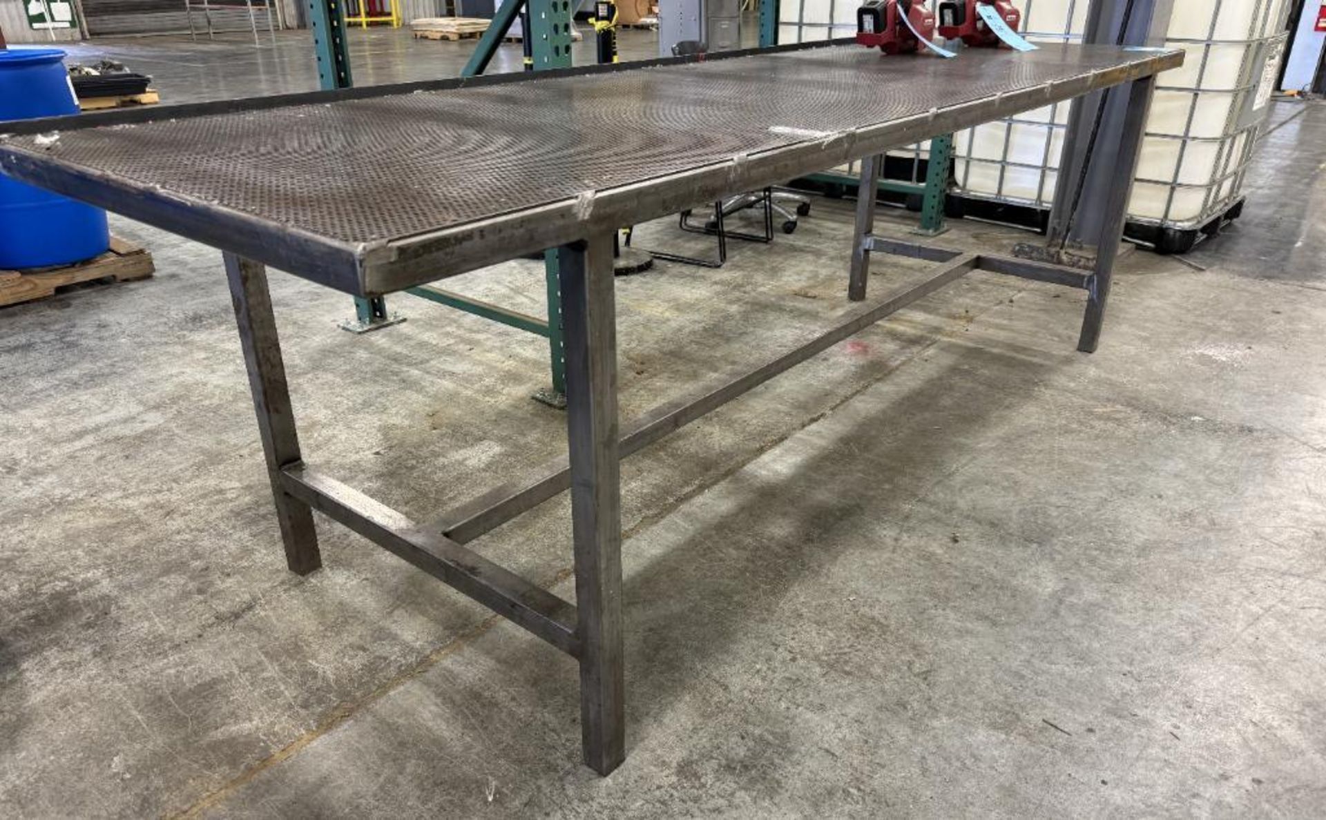 Lot Of (2) Steel Welded Perforated Top Tables, Approximate 36" x 120". - Image 3 of 4