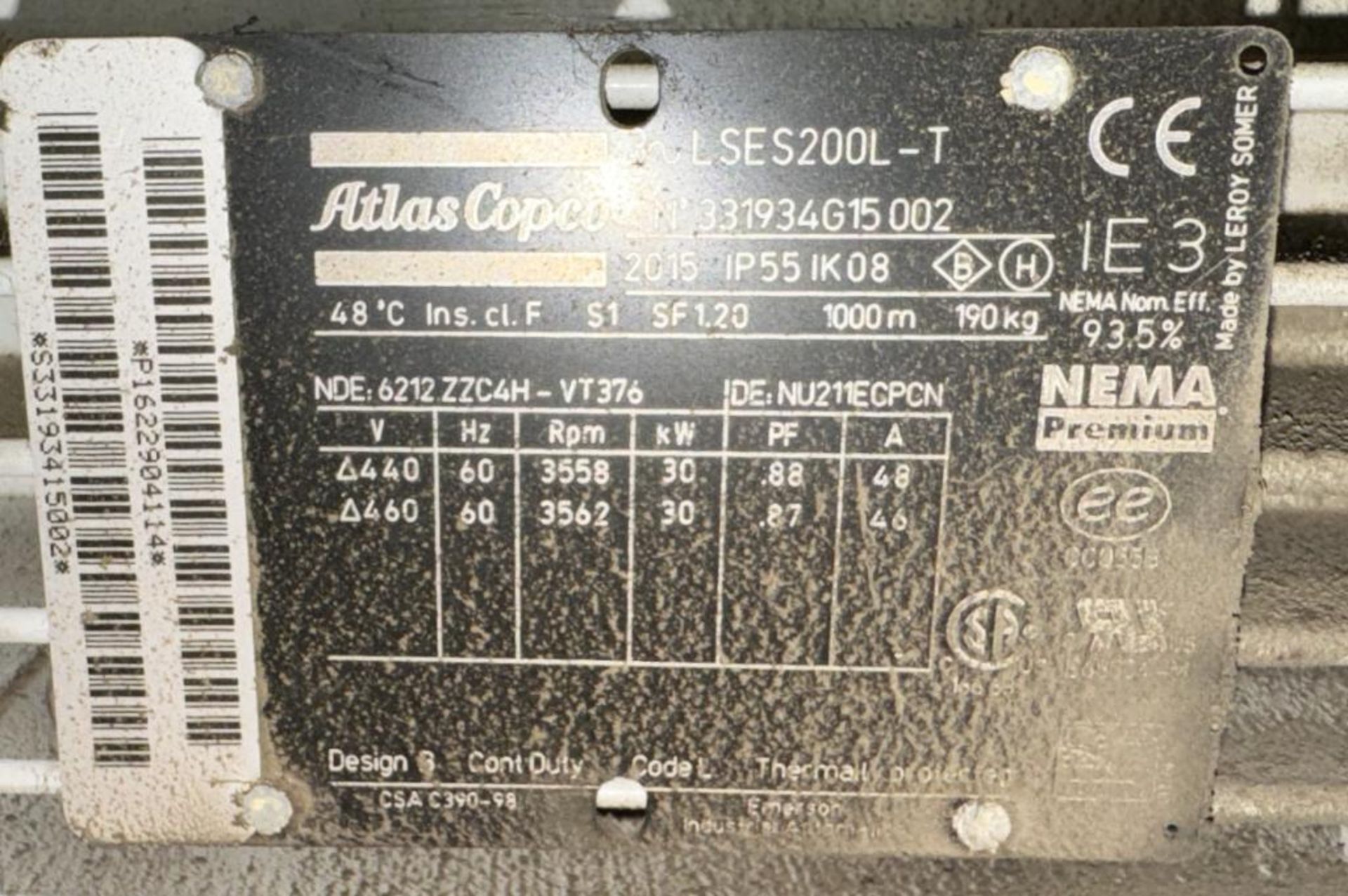 Atlas Copco Air Compressor, Model GA30+, Serial# API543239, Built 2016. Approximate 27378 running ho - Image 6 of 10