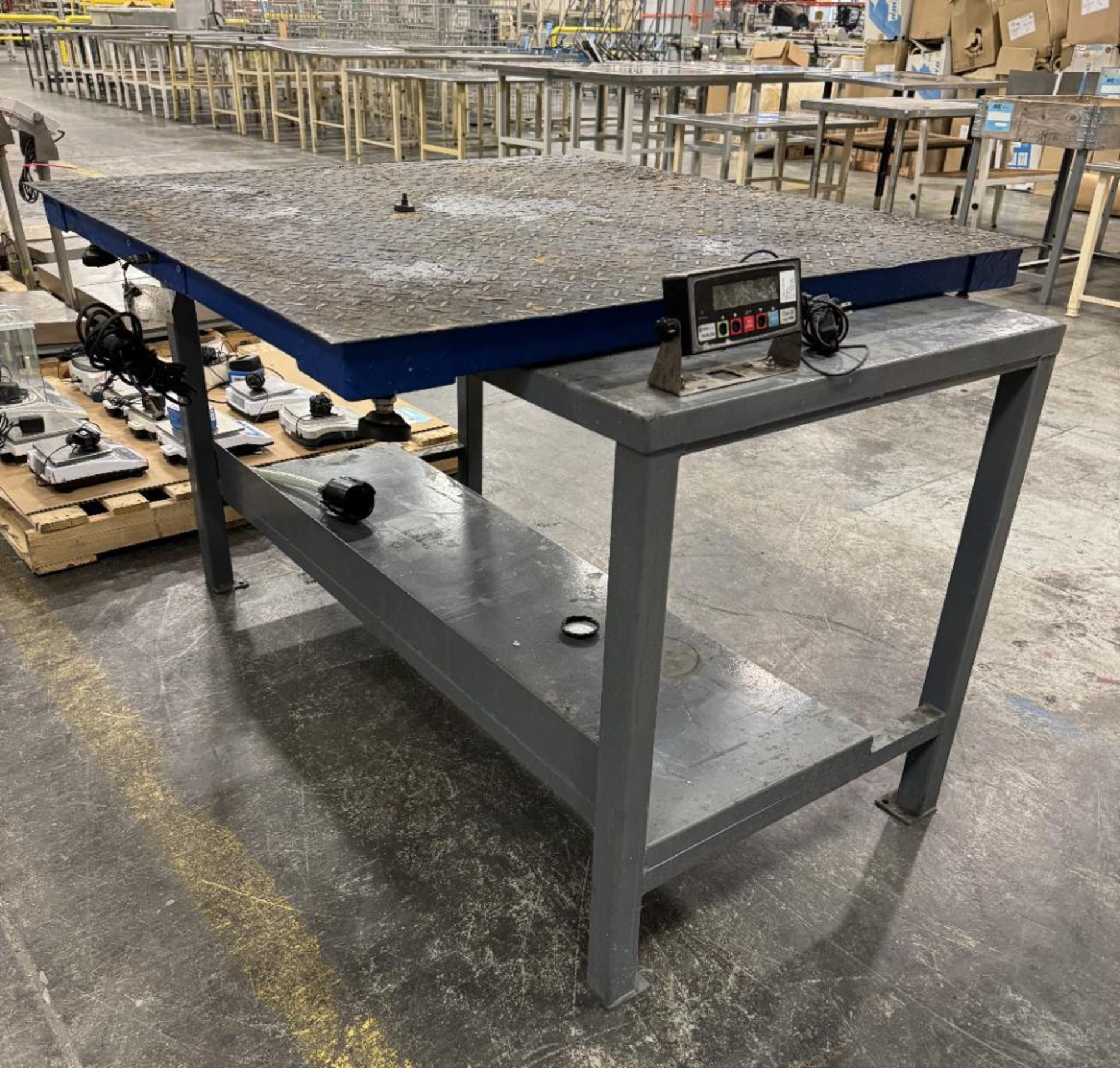 Lot Consisting Of: (1) Prime Scale 48" x 48" Floor Scale with controller, (1) Uline steel work table - Image 5 of 5