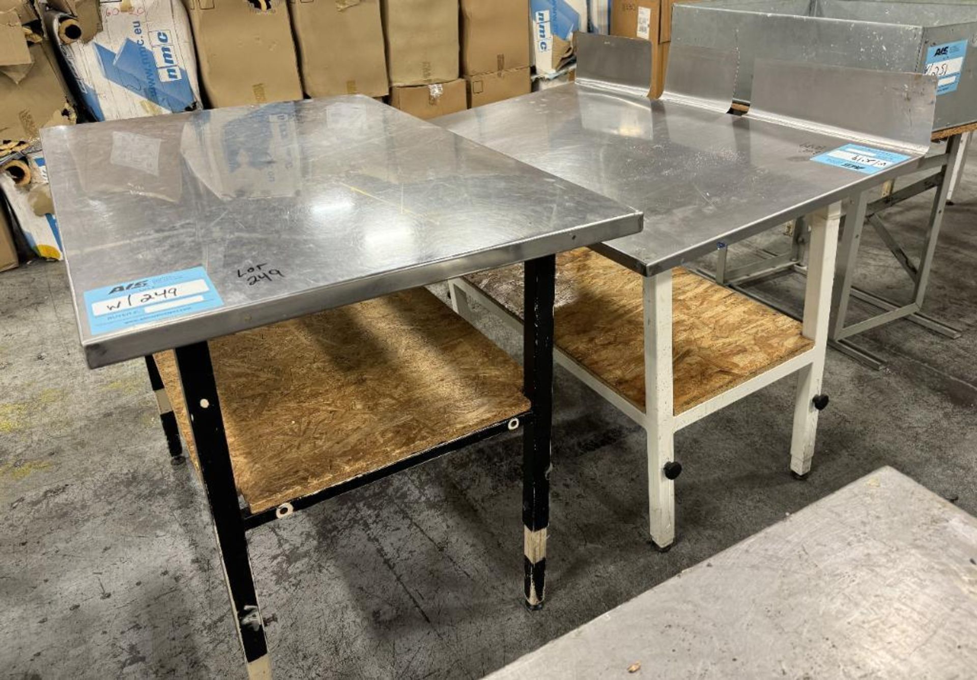 Lot Of (4) Stainless Steel Top Tables. (3) With steel frame. - Image 3 of 3