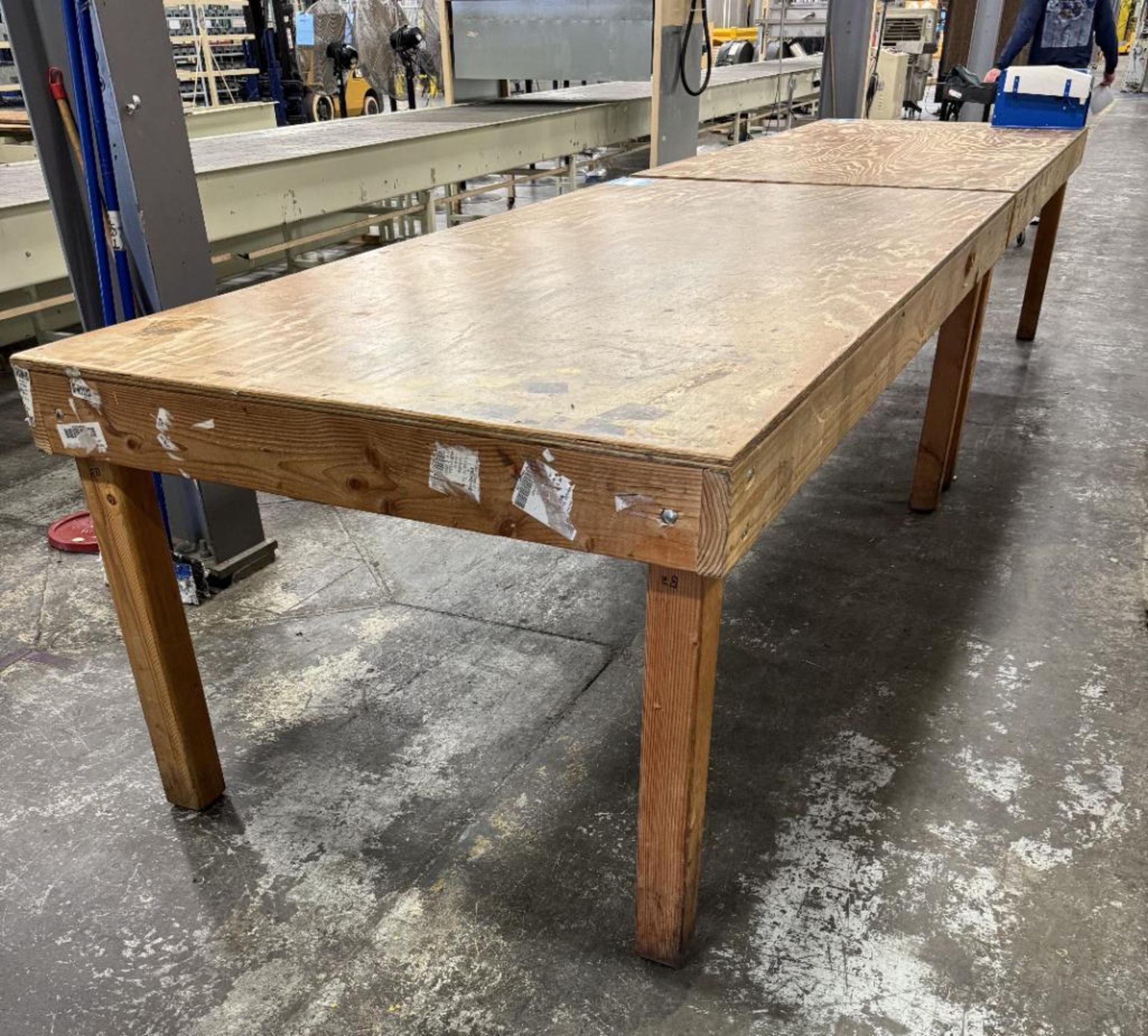 Lot Of (2) Wooden Tables, Approximate 48" x 96". With (1) tape dispenser. - Image 3 of 5