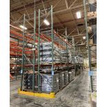 (7) Sections Of 42" Deep Teardrop Pallet Racking. With (9) approximate 19' tall upright, (28) 12' wi
