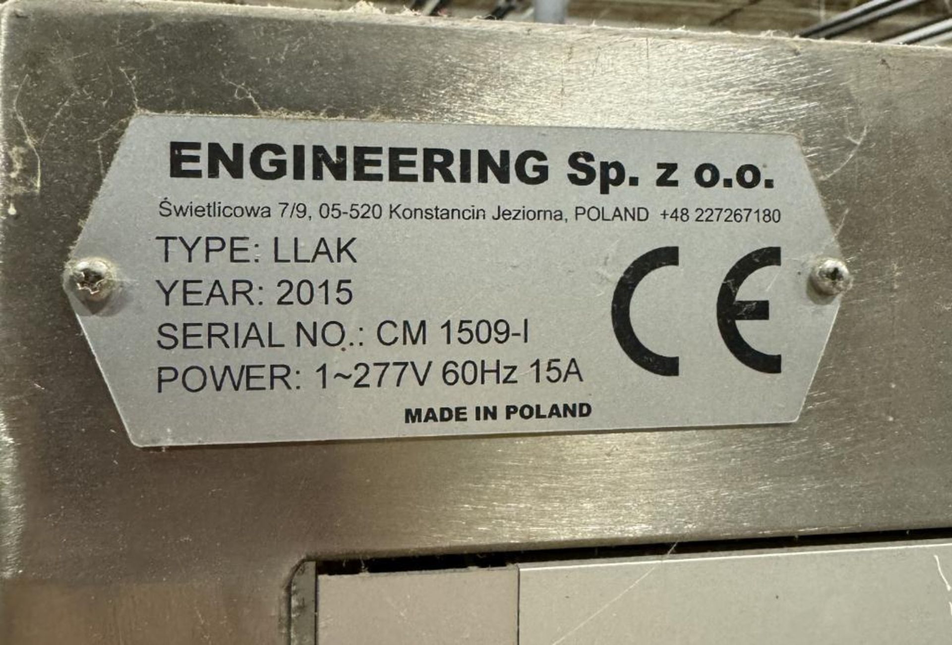 Engineering Sp. LLAK Lid Machine, Serial# CM 1509-I, Built 2015. - Image 16 of 16