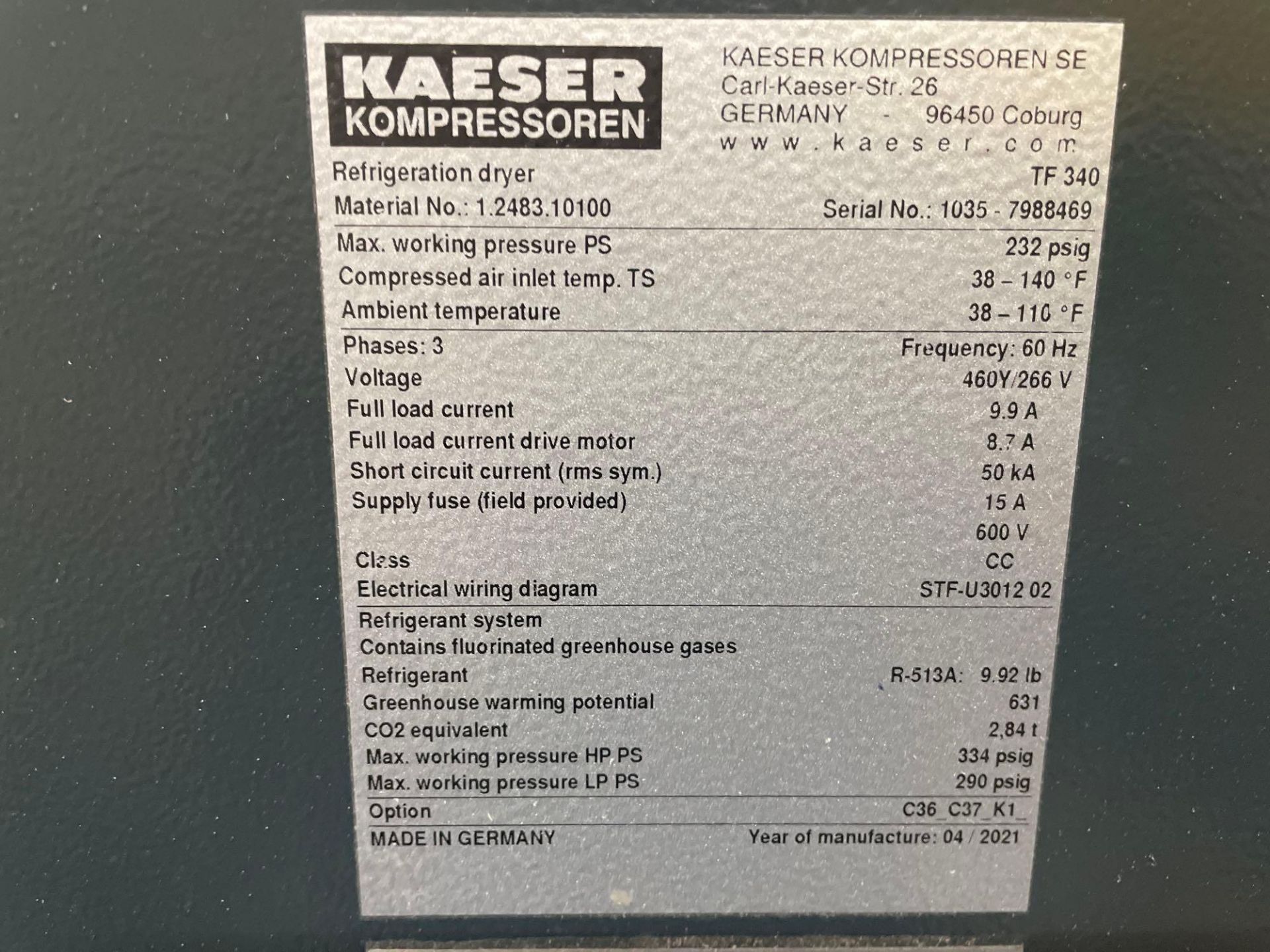 Kaeser Kompressoren Refrigeration Dryer - Image 2 of 4