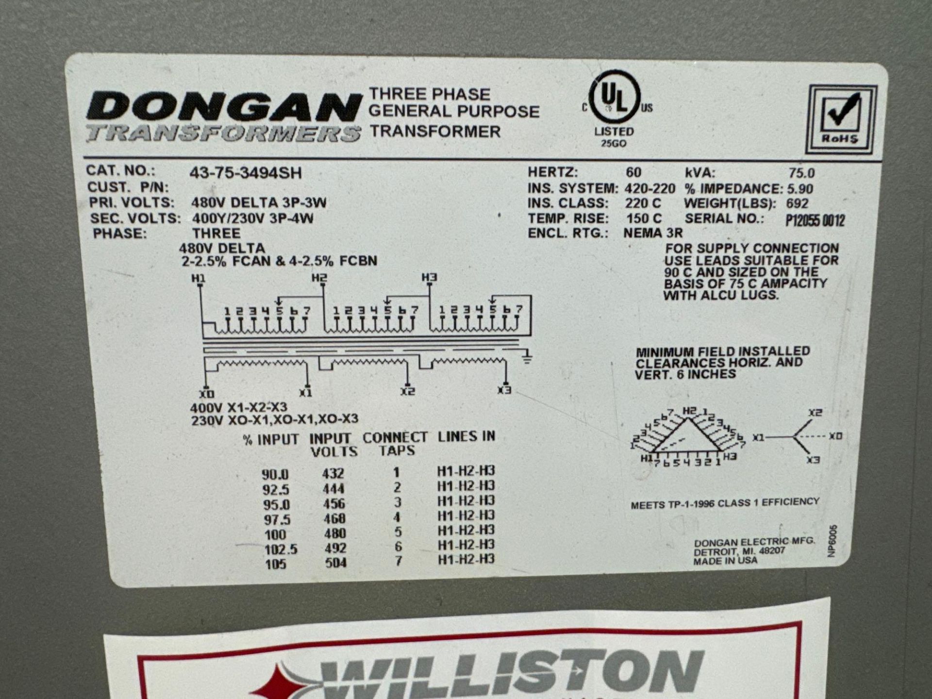 Dongan General Purpose Transformer - Image 4 of 4