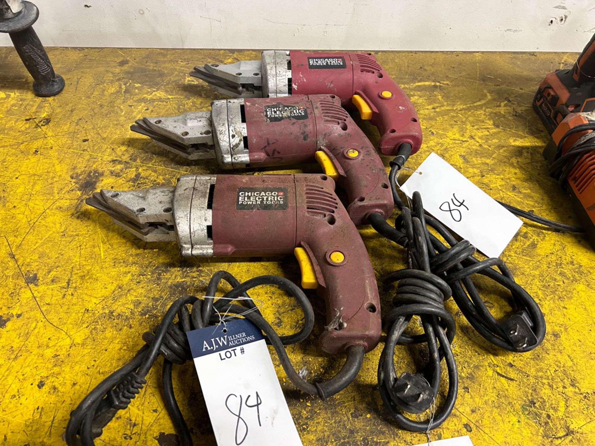 {Each} (3) Chicago Electric Corded Swivel Head Shears