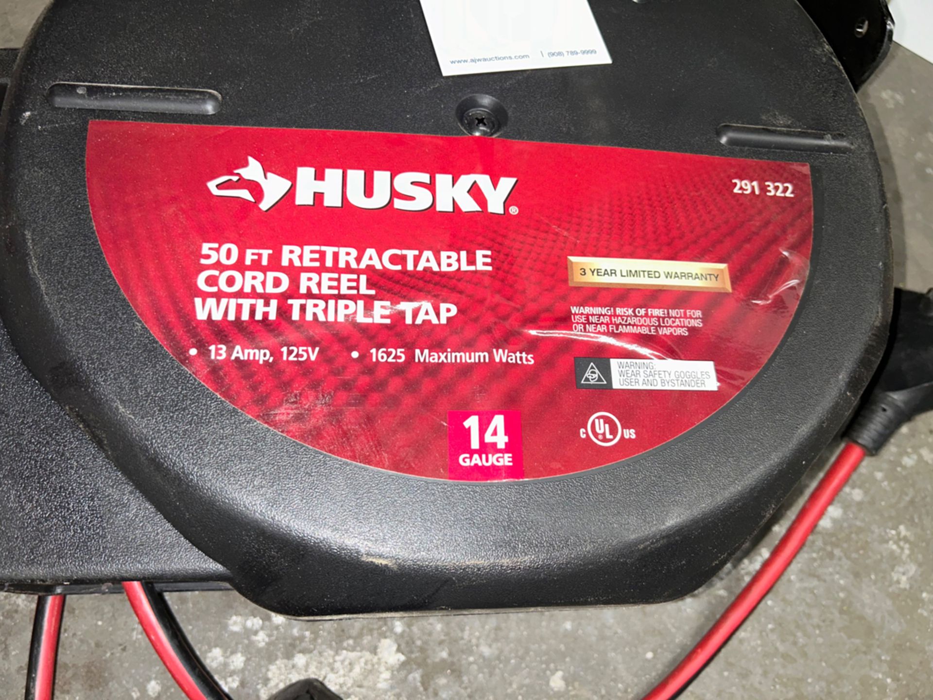 Husky 50' Retractable Cord Reel With Triple Tap - Image 2 of 2
