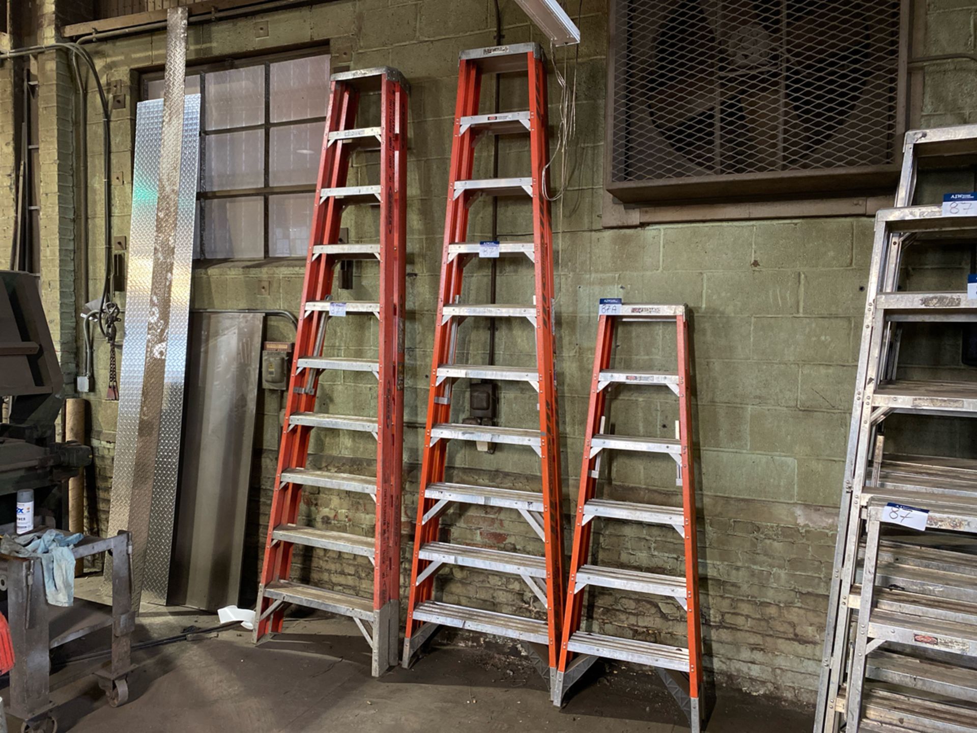 A Group of Werner Fiberglass Step Ladders