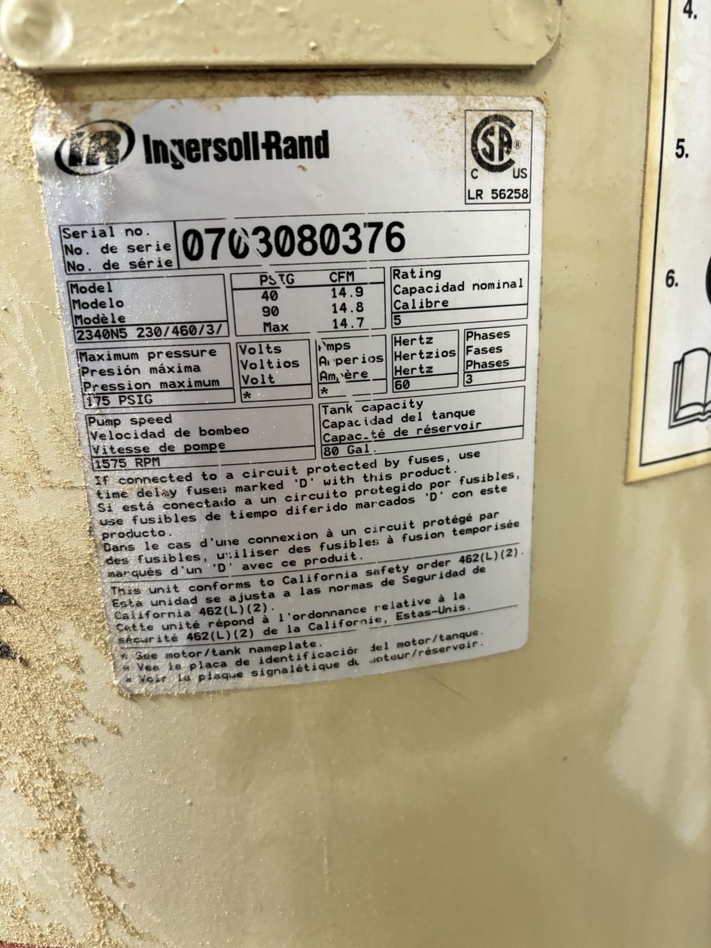Ingersoll Rand 5HP Air Compressor - Image 2 of 4