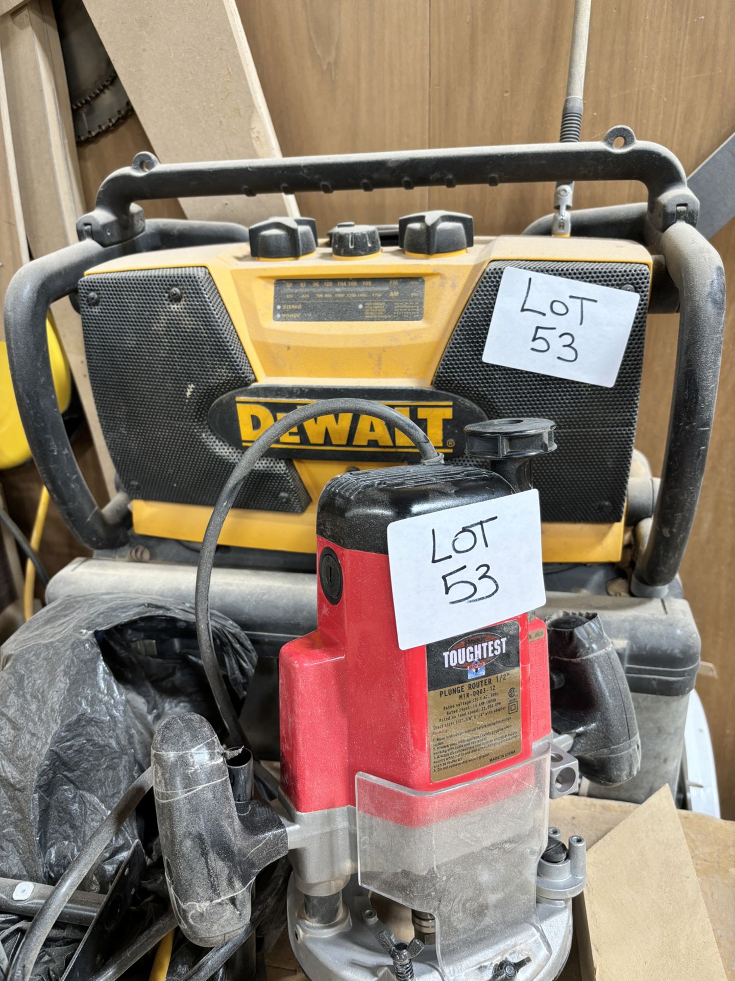 A Group of Toughtest Router & DeWalt Radio
