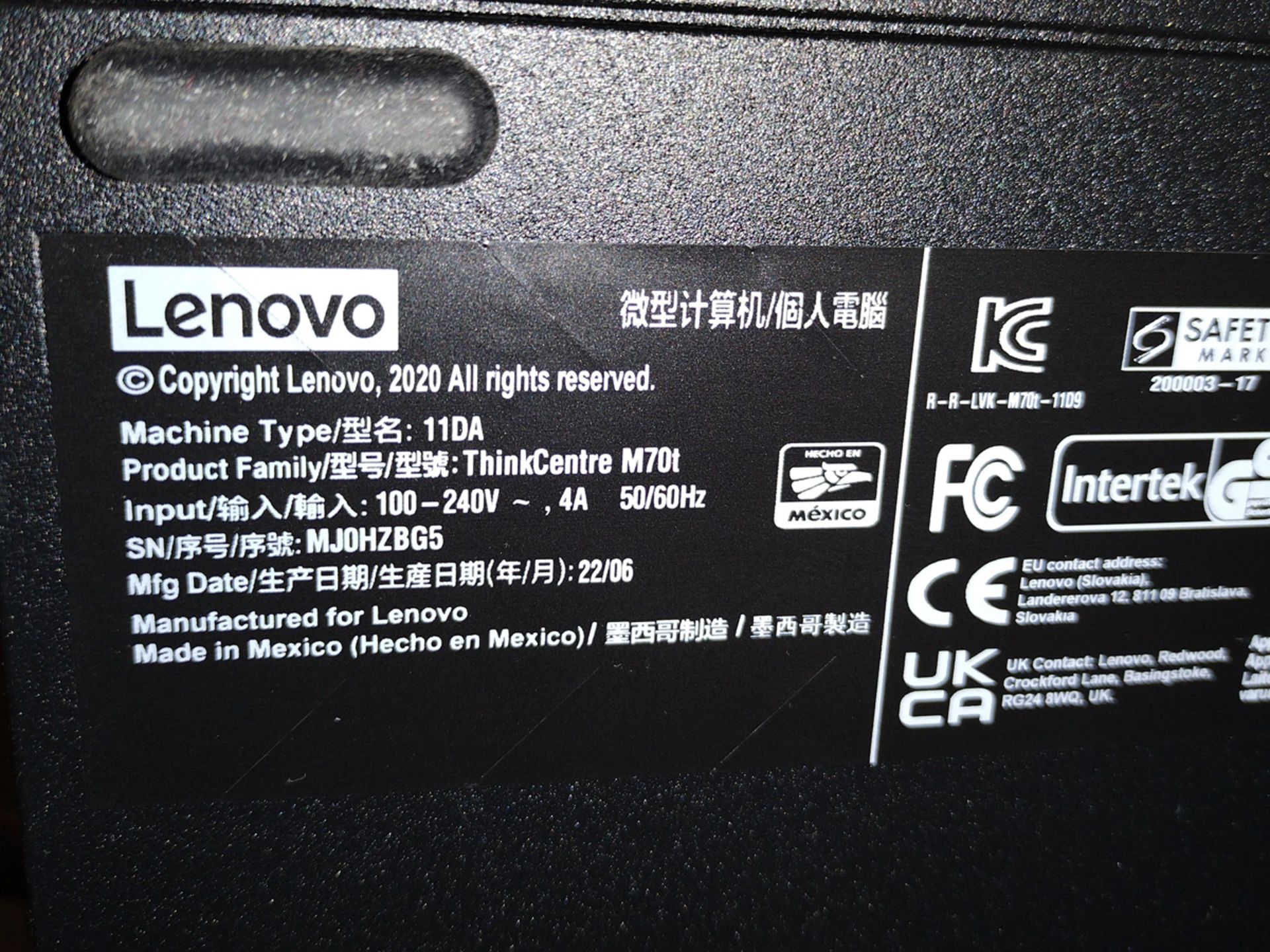 Lenovo M70t ThinkCentre i5 PC w/ Monitor and Keyboard - Image 2 of 2