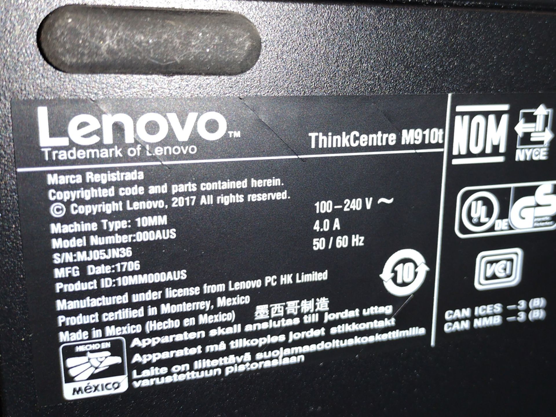 Lenovo M910t ThinkCentre i5 PC w/ Monitor and Keyboard - Image 2 of 2