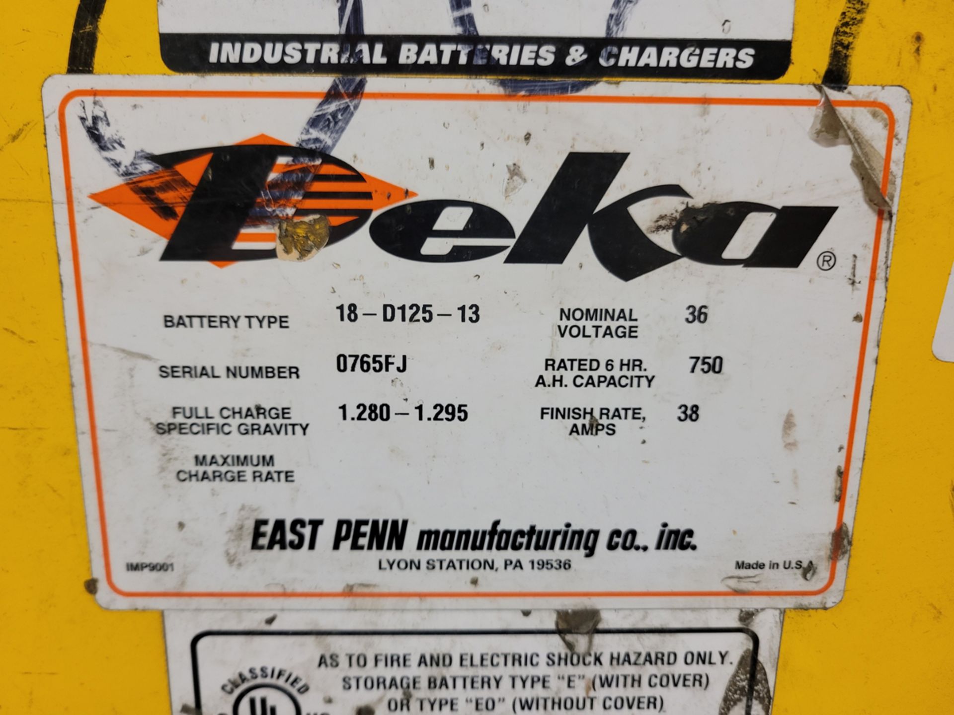 Deka 36v Used Forklift Battery - Image 4 of 4