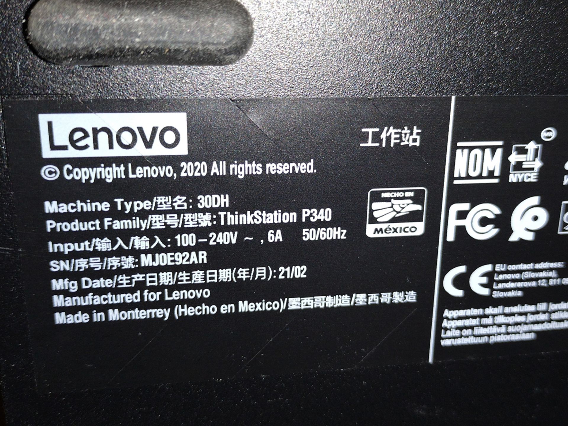 Lenovo P340 ThinkStation i7 PC w/ Monitor and Keyboard - Image 2 of 2