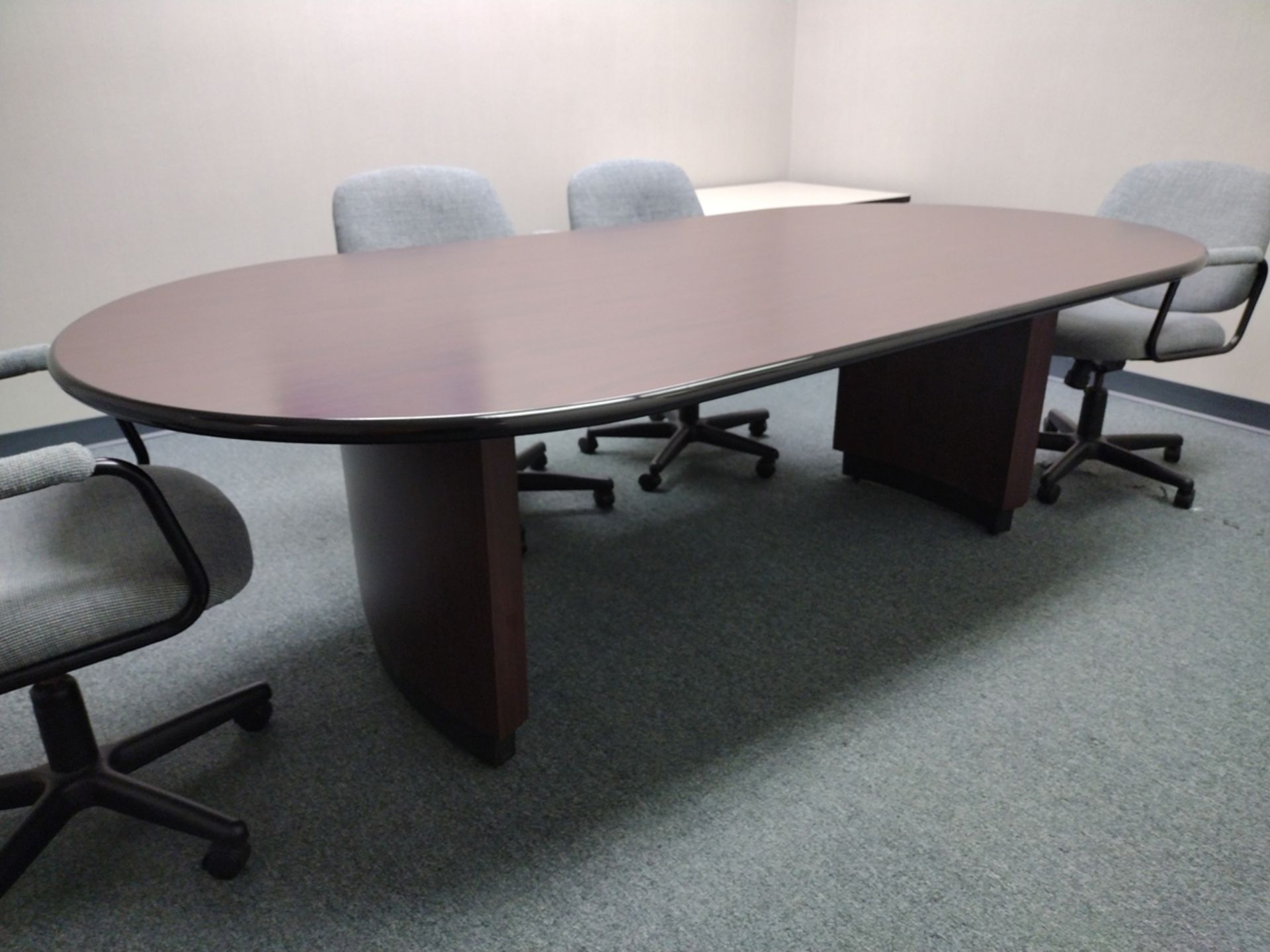 8ft Wood Laminate Conference Table w/ Chairs - Image 2 of 6