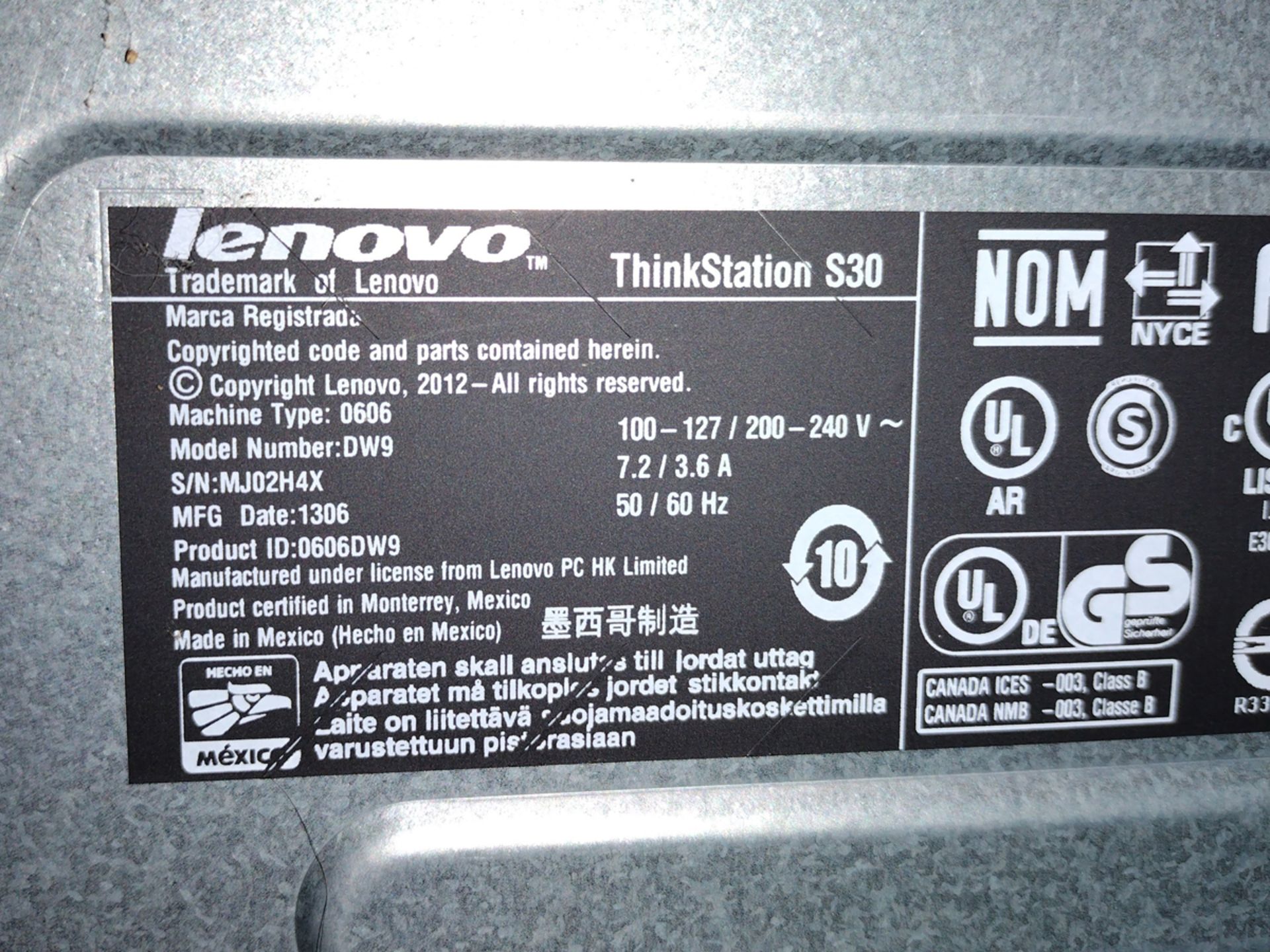 Lenovo S30 ThinkStation Xeon PC w/ Monitor and Keyboard - Image 2 of 2