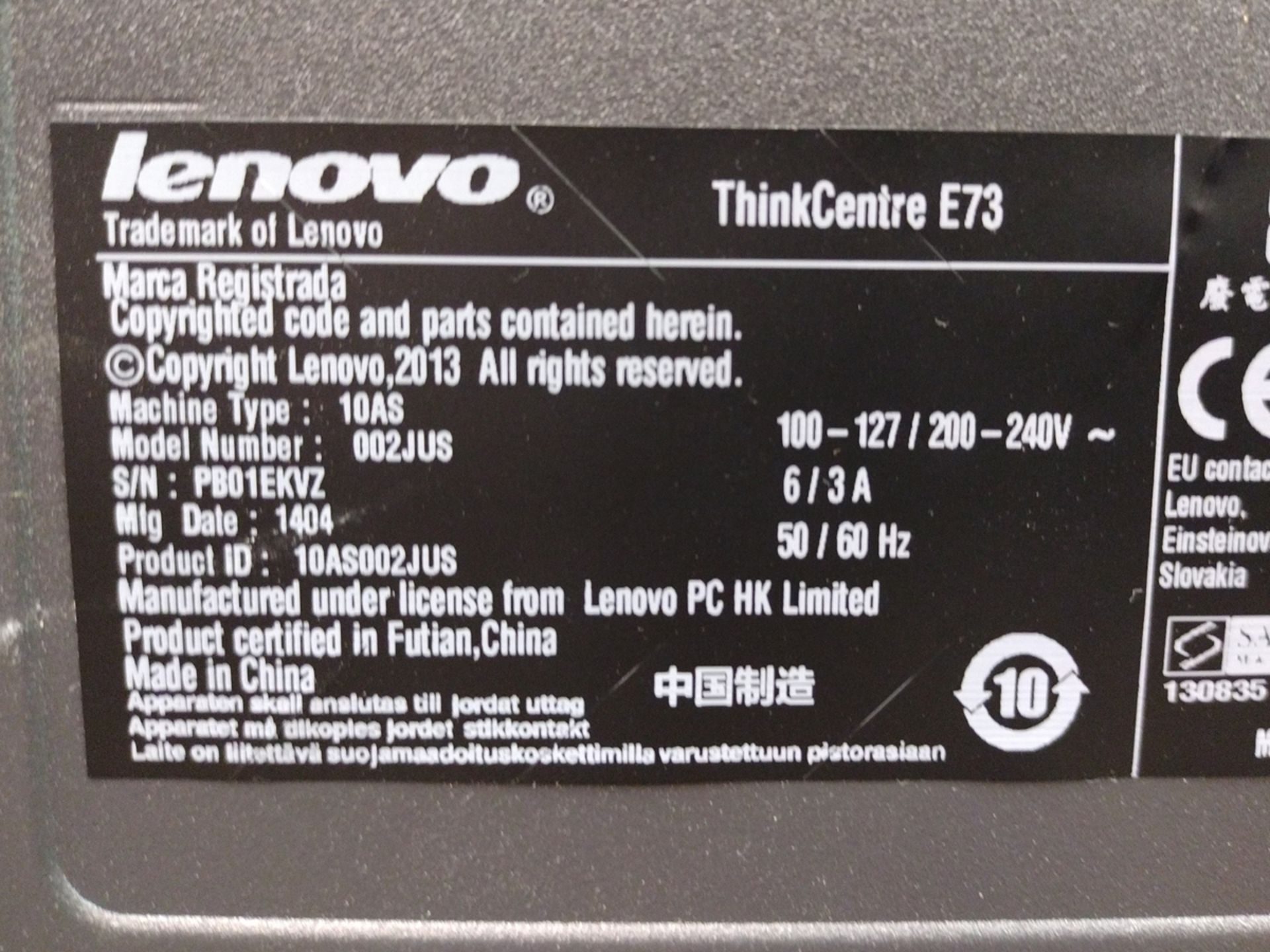 Lenovo ThinkCentre i3 PC w/ Monitor and Keyboard - Image 2 of 2