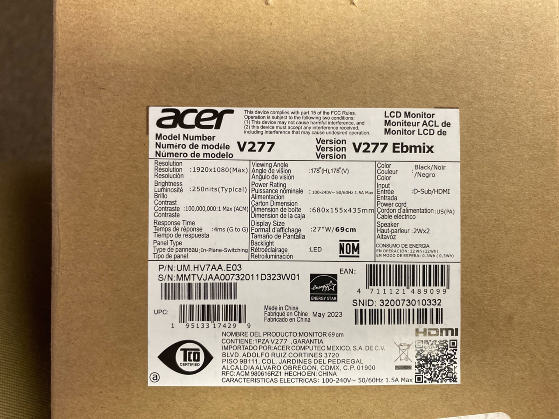 Acer 27" LCD Monitor (NIB) - Image 2 of 2