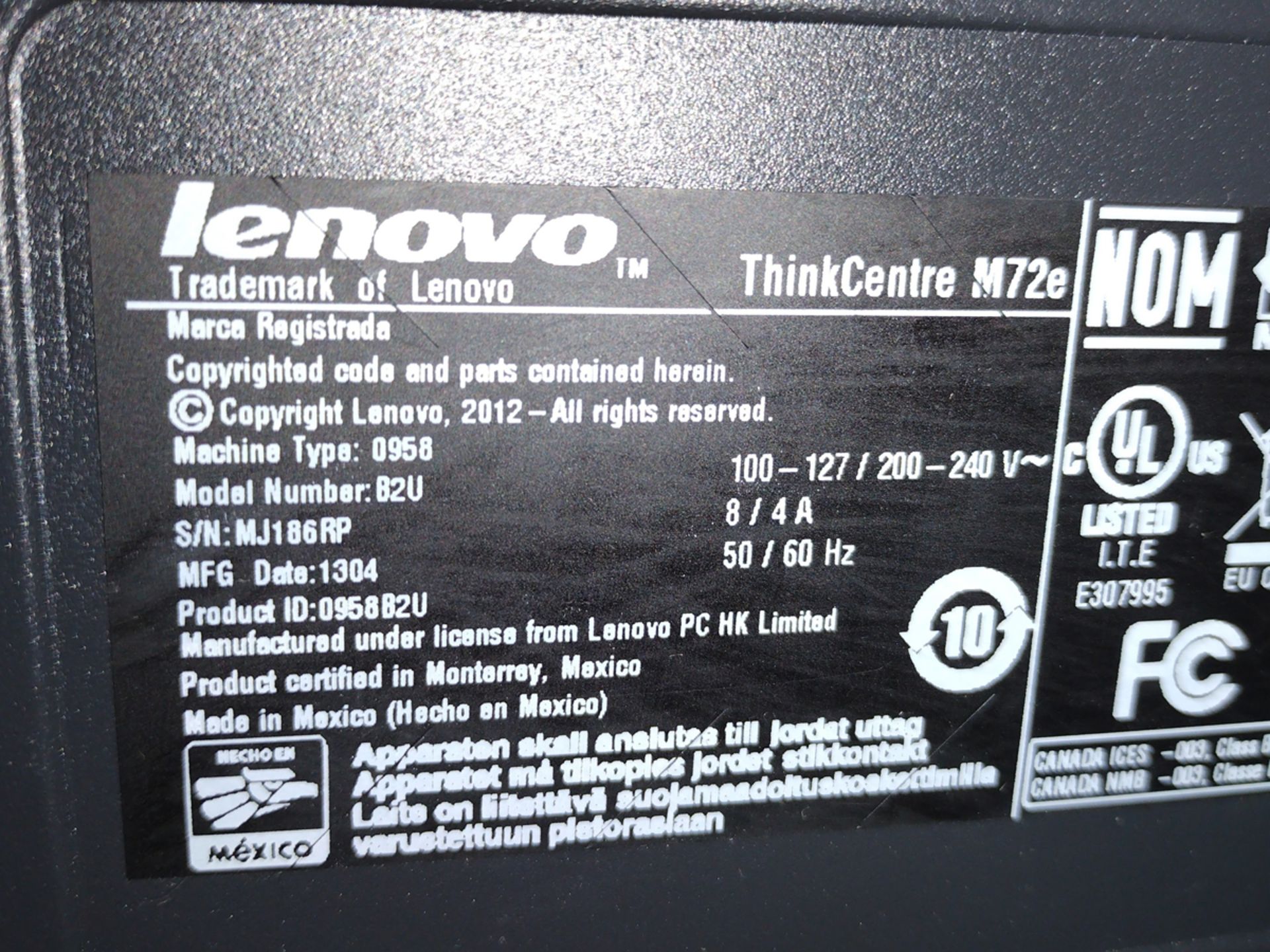 Lenovo ThinkCentre i5 PC w/ Monitor and Keyboard - Image 2 of 2