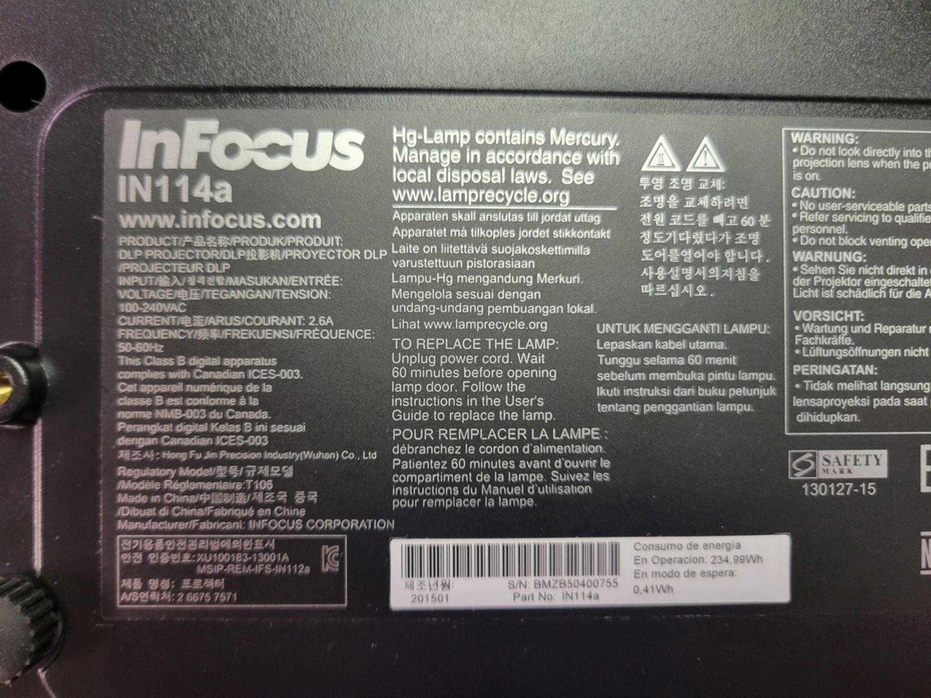 InFocus IN114a Projector - Image 4 of 4