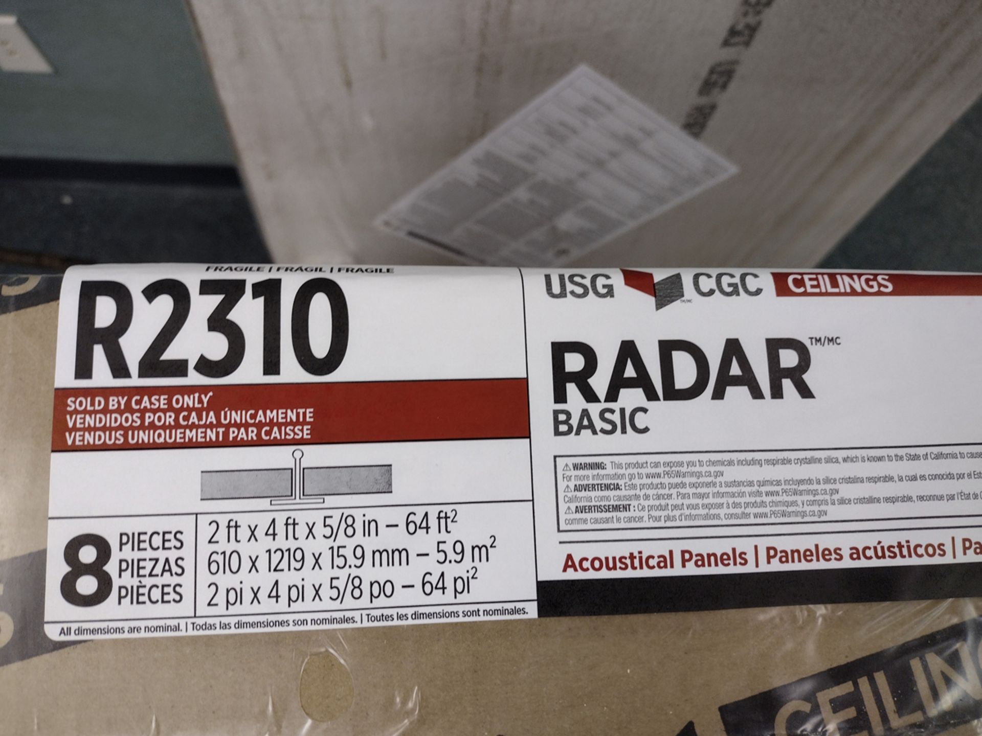 {Case} USG Radar Basic, 2'x4' Ceiling Tile (NIB) - Image 3 of 3