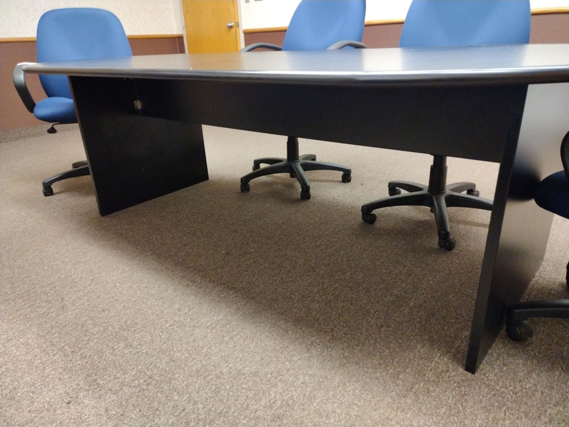 8ft Wood Laminate Conference Table and Chairs - Image 4 of 5