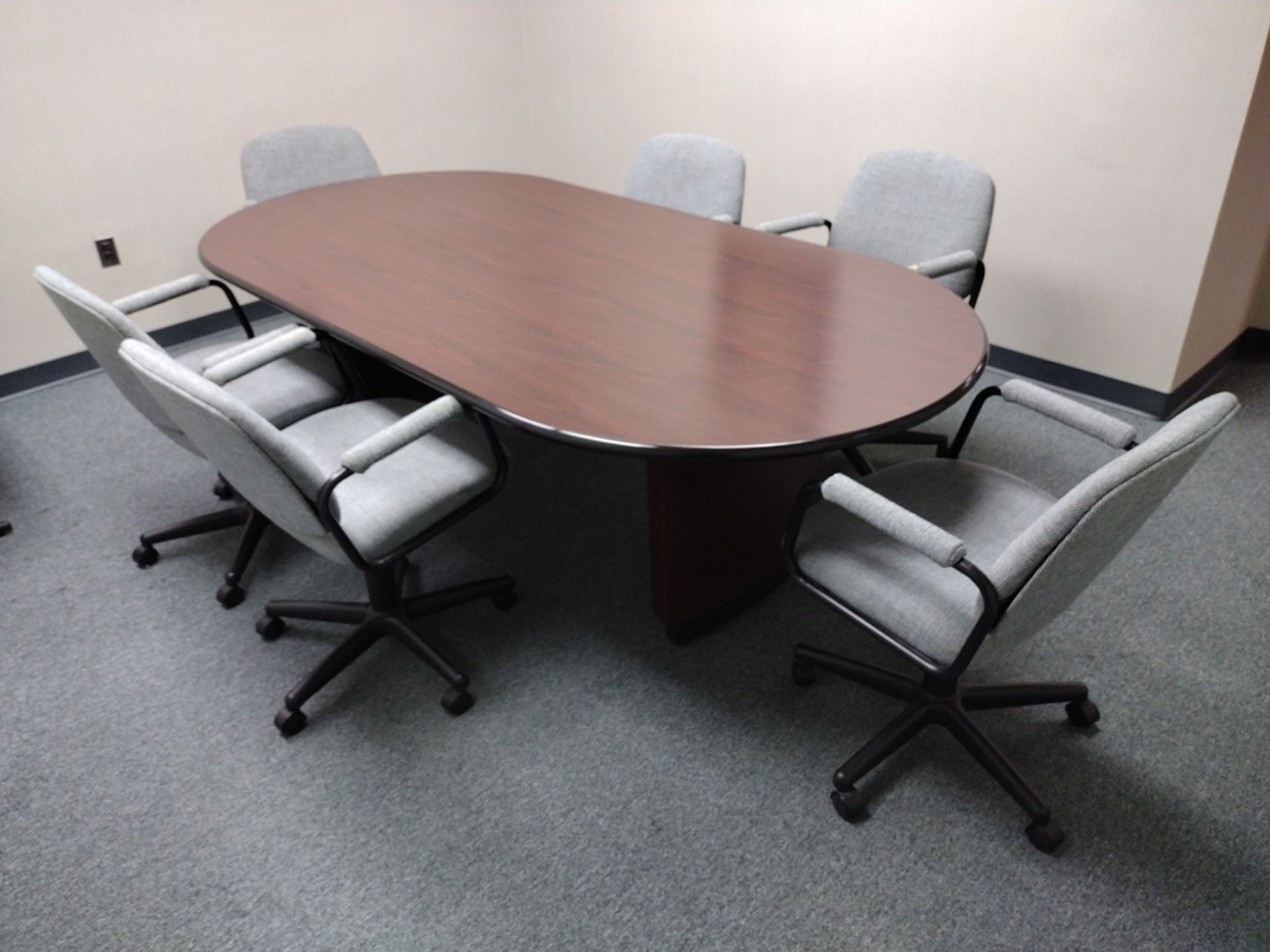8ft Wood Laminate Conference Table w/ Chairs