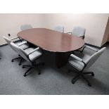 8ft Wood Laminate Conference Table w/ Chairs