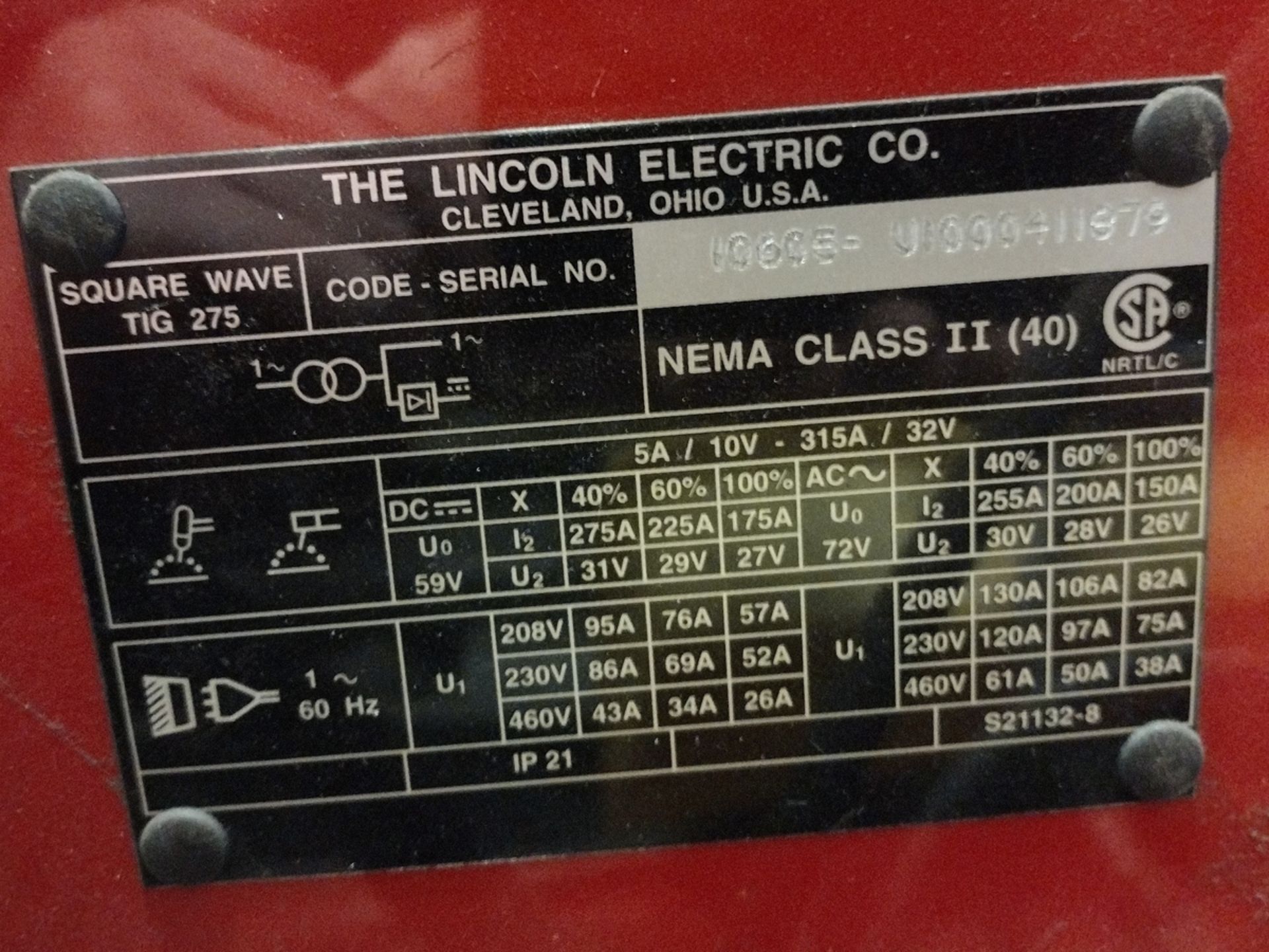Lincoln Electric Square Wave TIG 200 TIGK5126-1 - Image 8 of 8