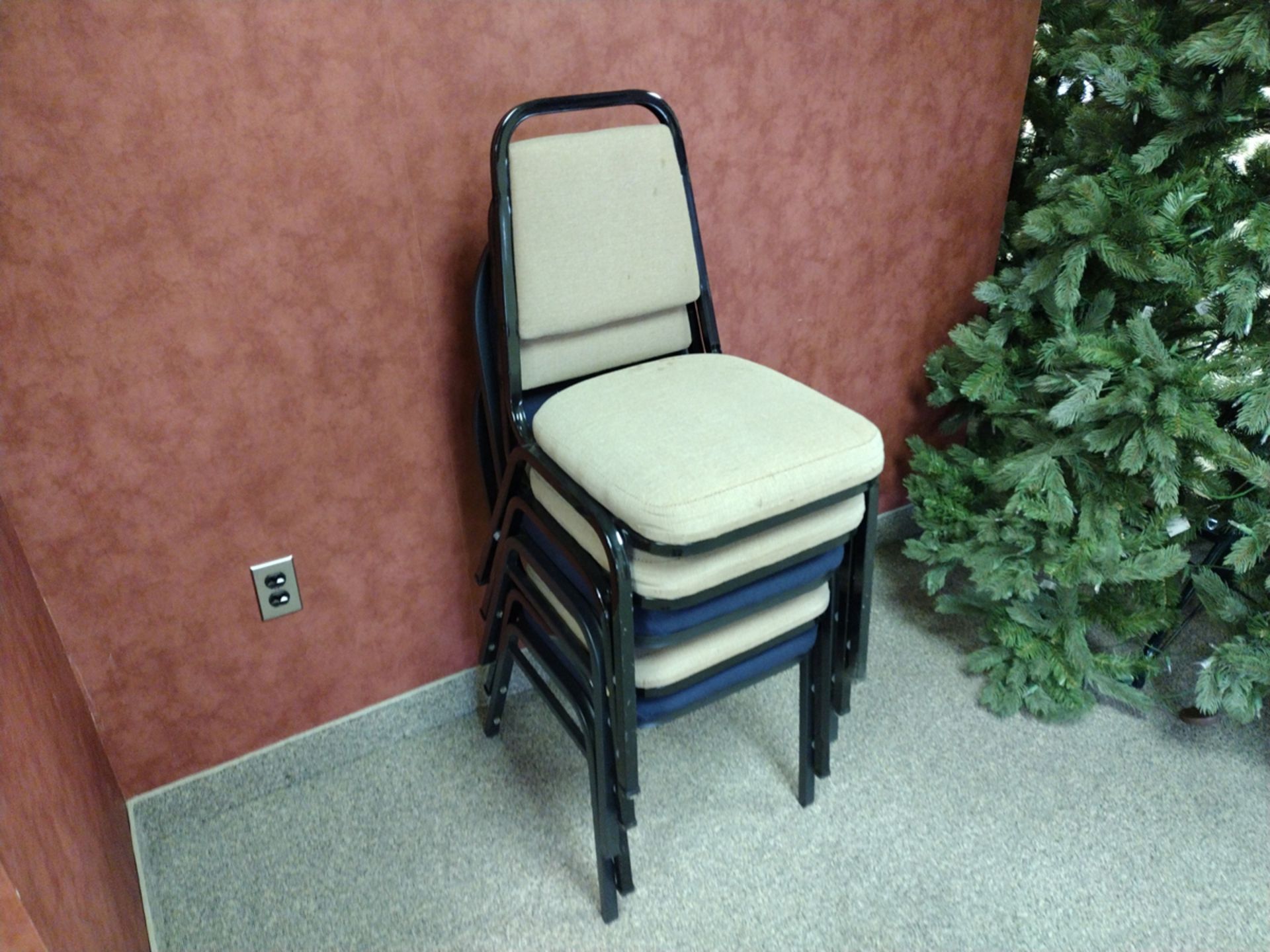 {Each} Cloth Upholstered Stackable Chair - Image 3 of 4