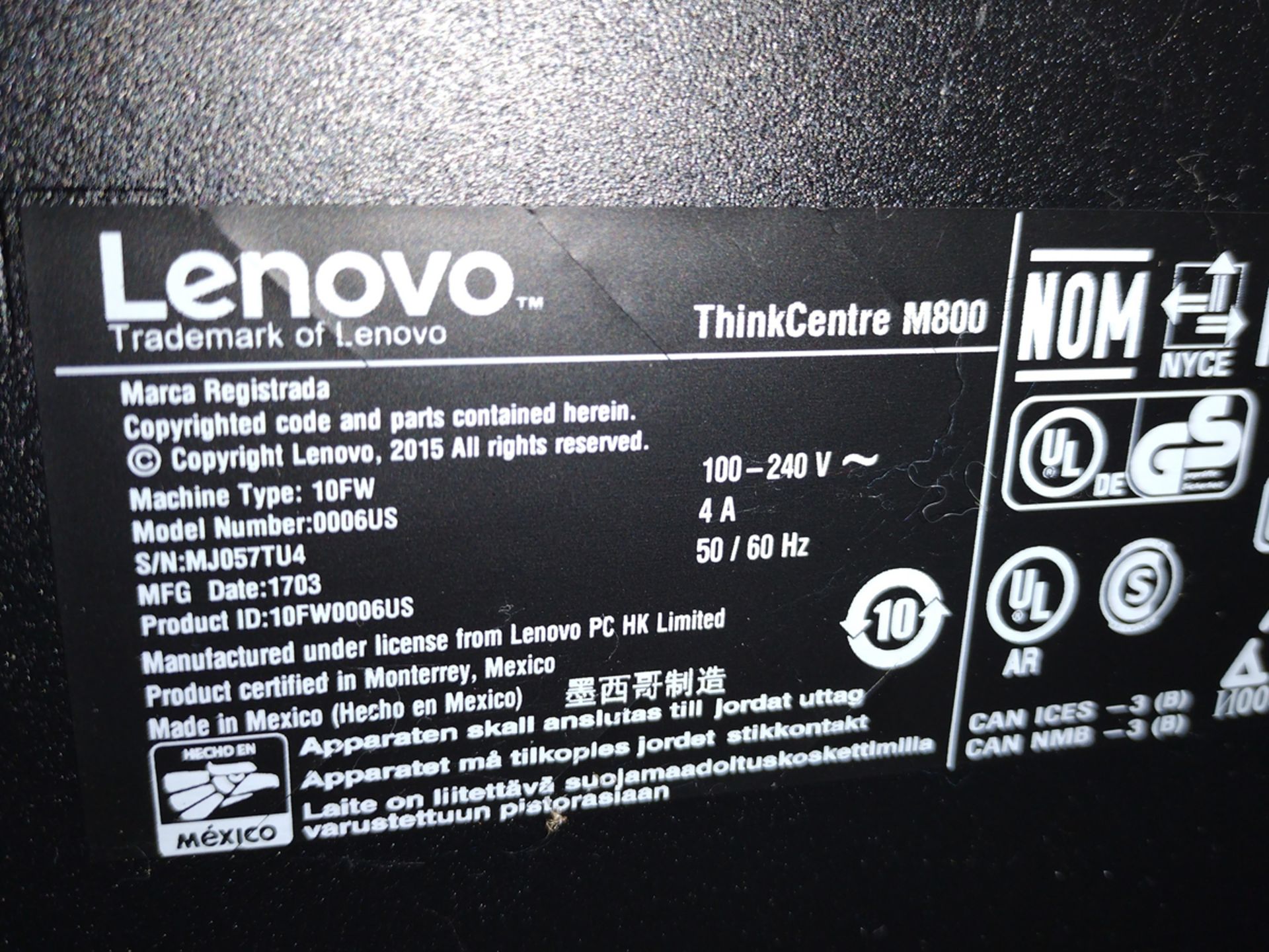 Lenovo M800 ThinkCentre i7 PC w/ Monitor and Keyboard - Image 2 of 2