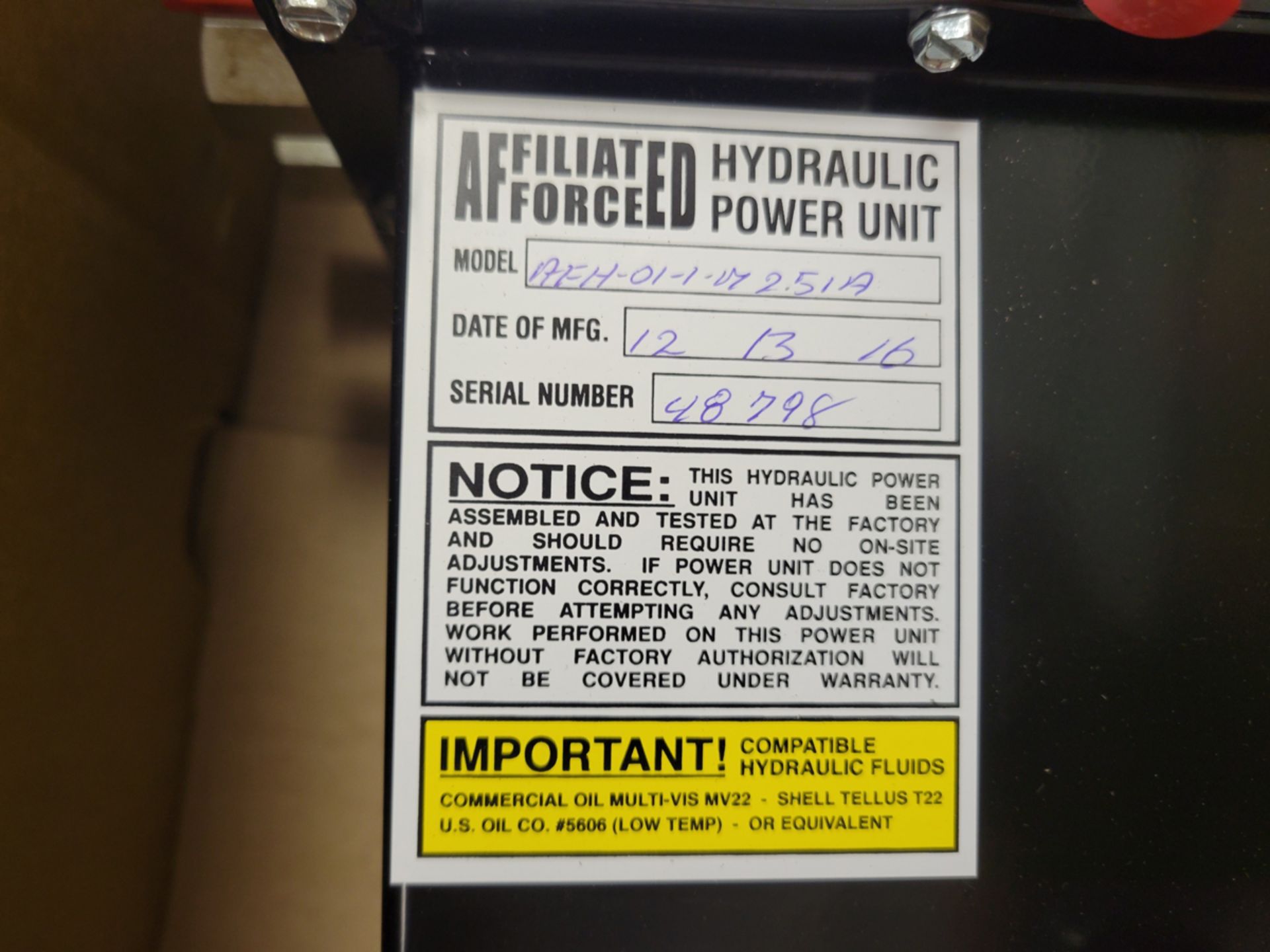 Affiliated Force Hydraulic Power Unit for Dock Leveler (NIB) - Image 4 of 5