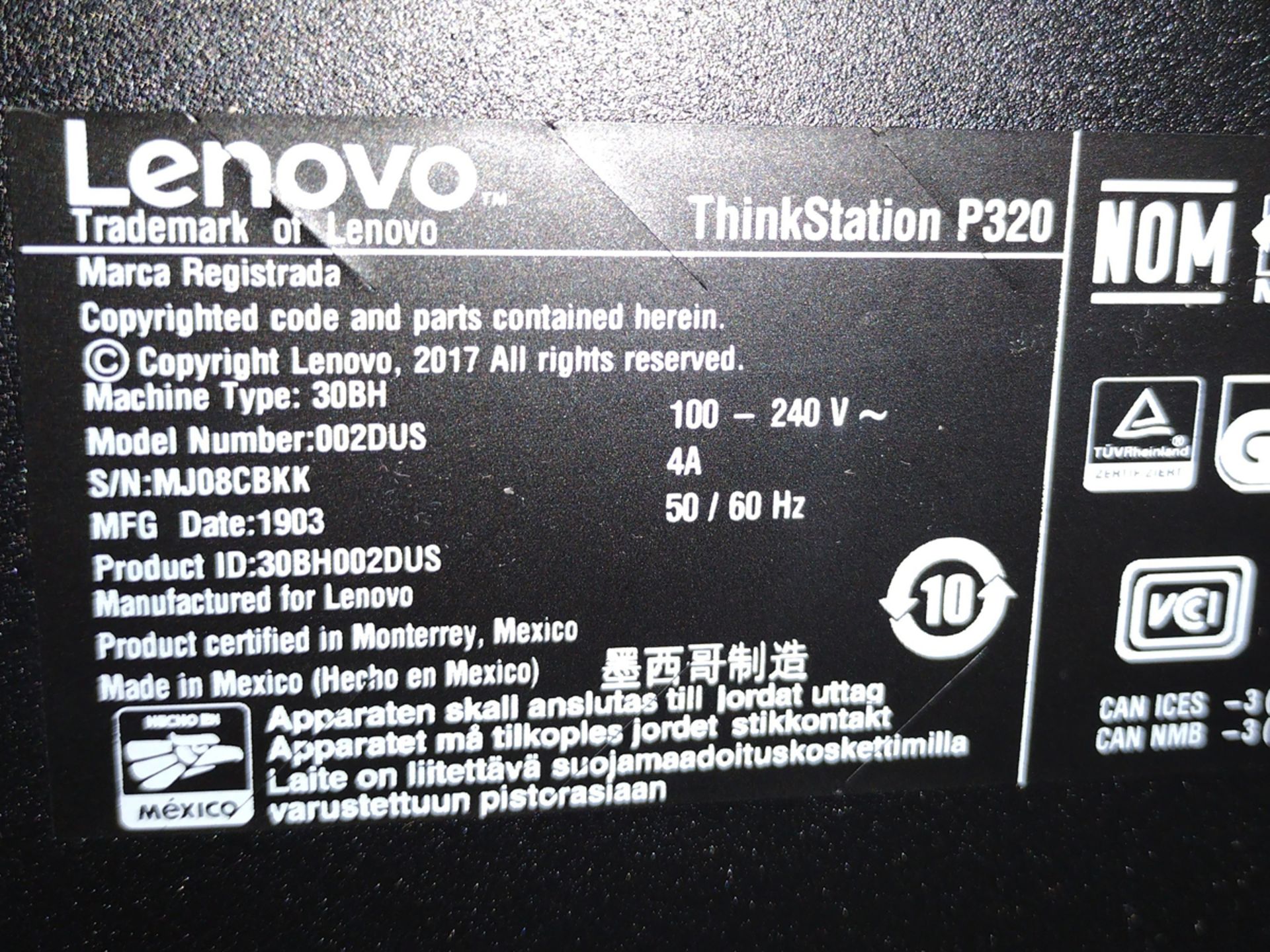 Lenovo P320 ThinkStation i7 PC w/ Monitor and Keyboard - Image 2 of 2