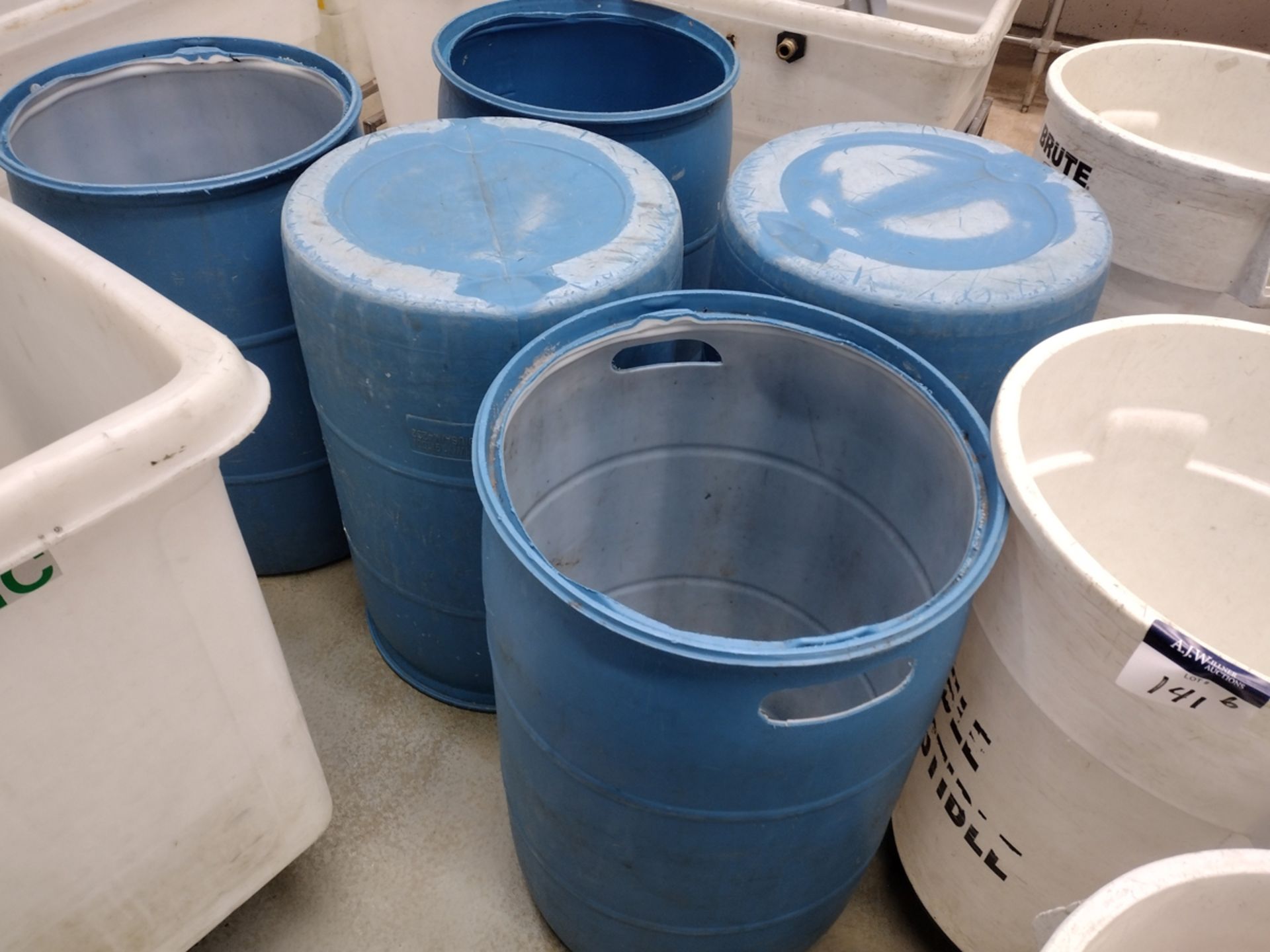 {Each} 55 Gallon Poly Storage Barrels - Image 6 of 8