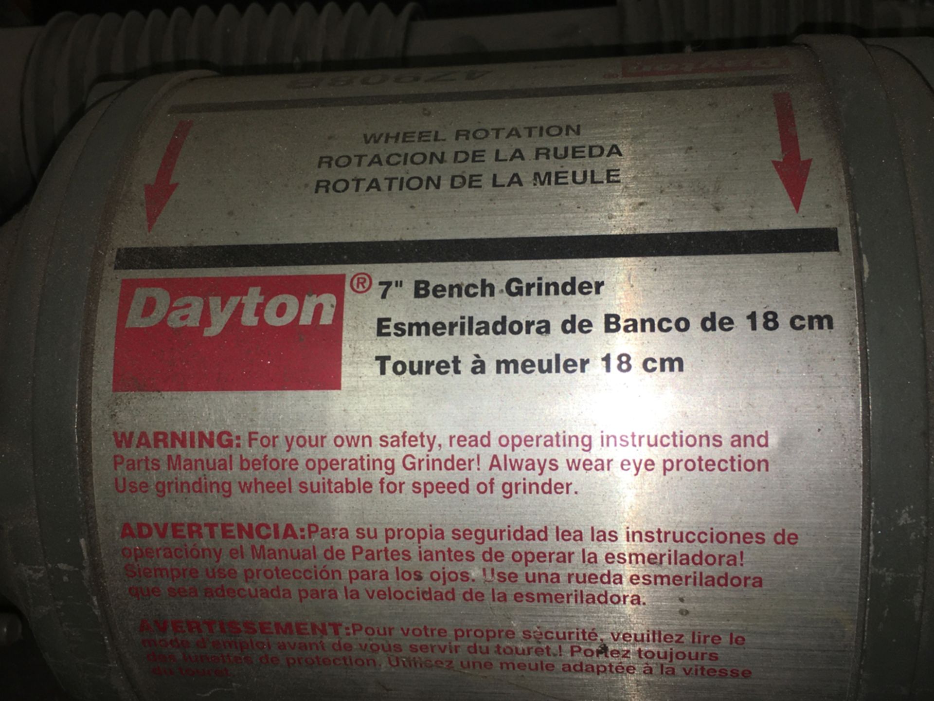 Dayton 7" Bench Grinder - Image 3 of 5